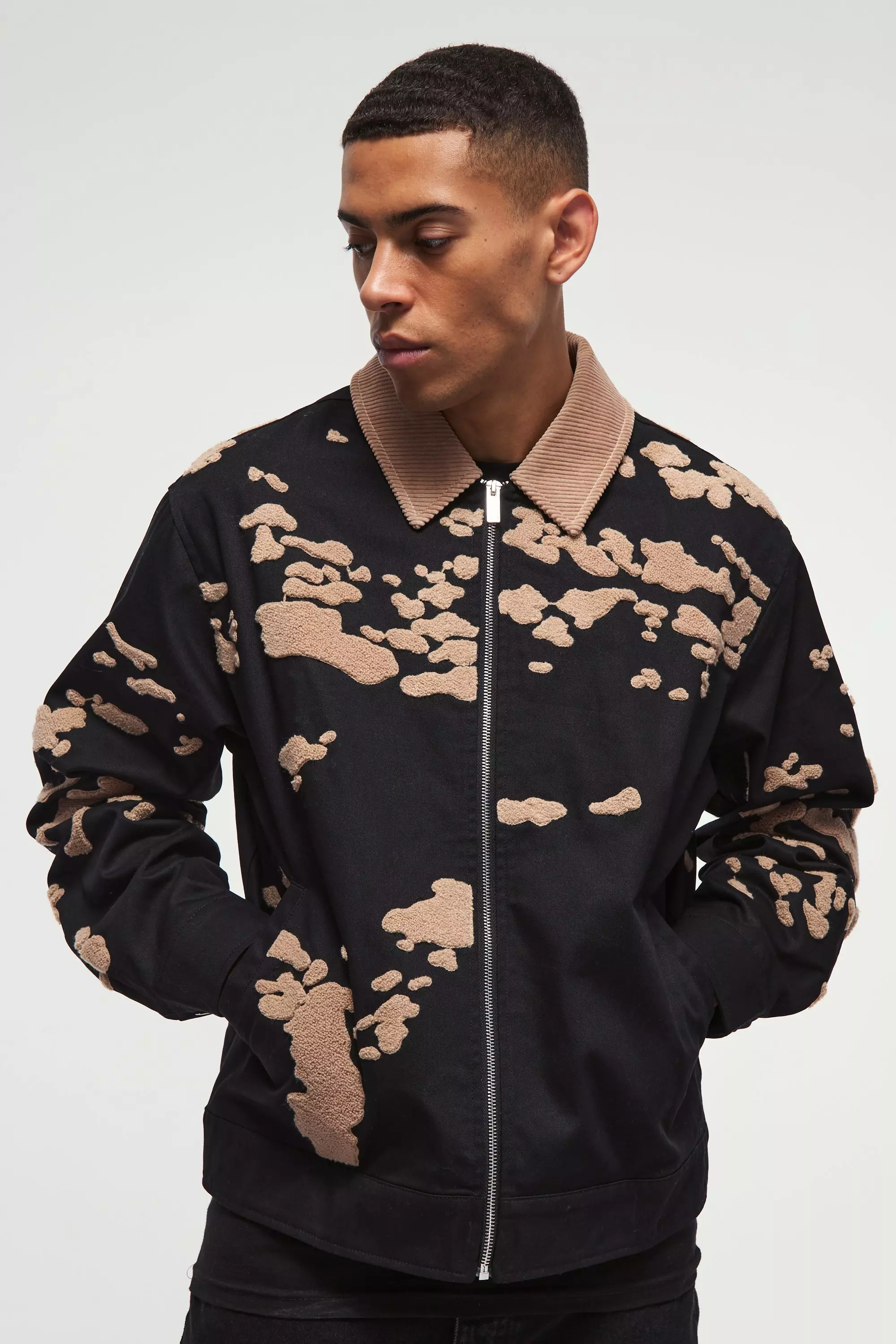 Patterned bomber jacket mens best sale