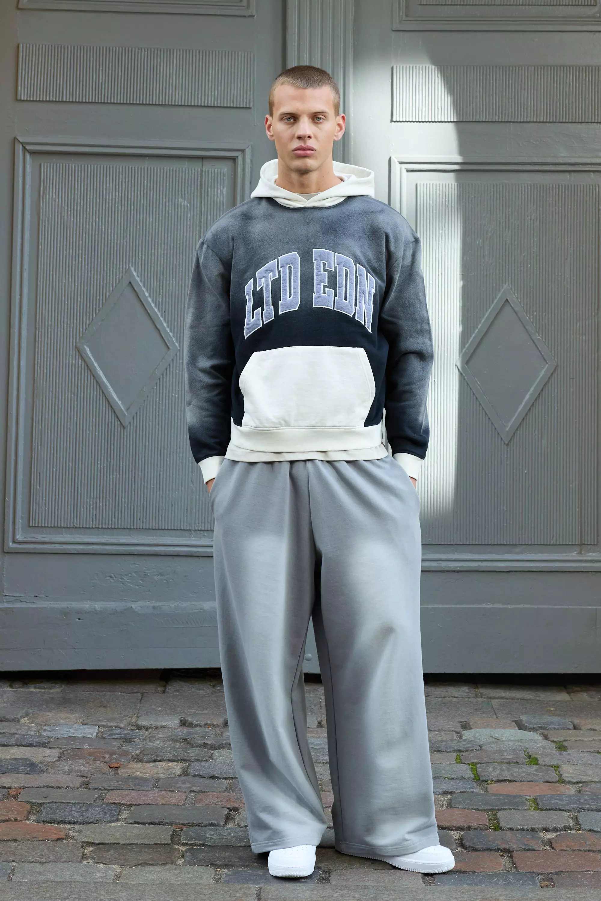 Wide Leg Boxer Waistband Sun Bleach Loopback Sweatpants Charcoal