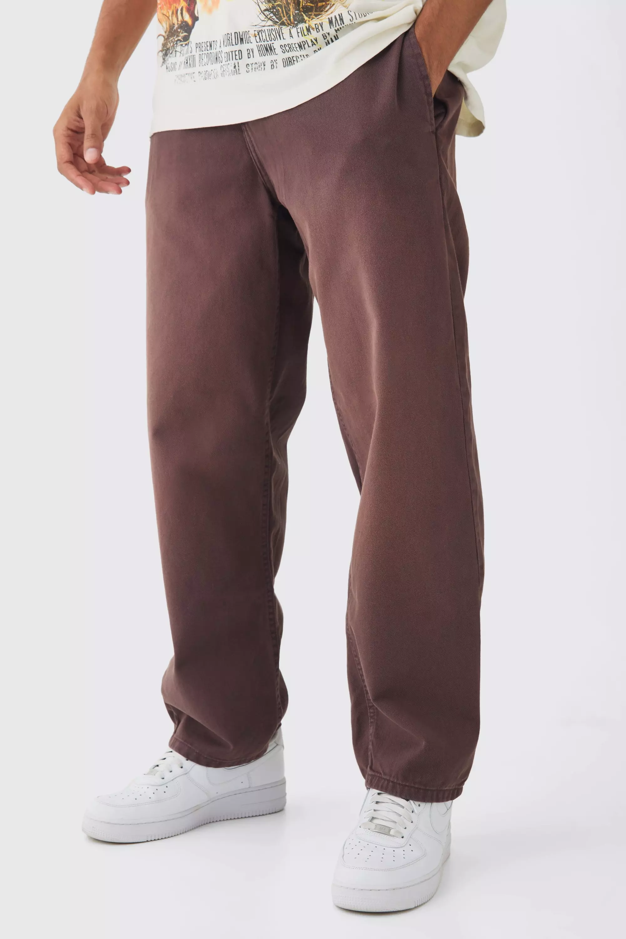 Chocolate Brown Fixed Waist Skate Twill Pants