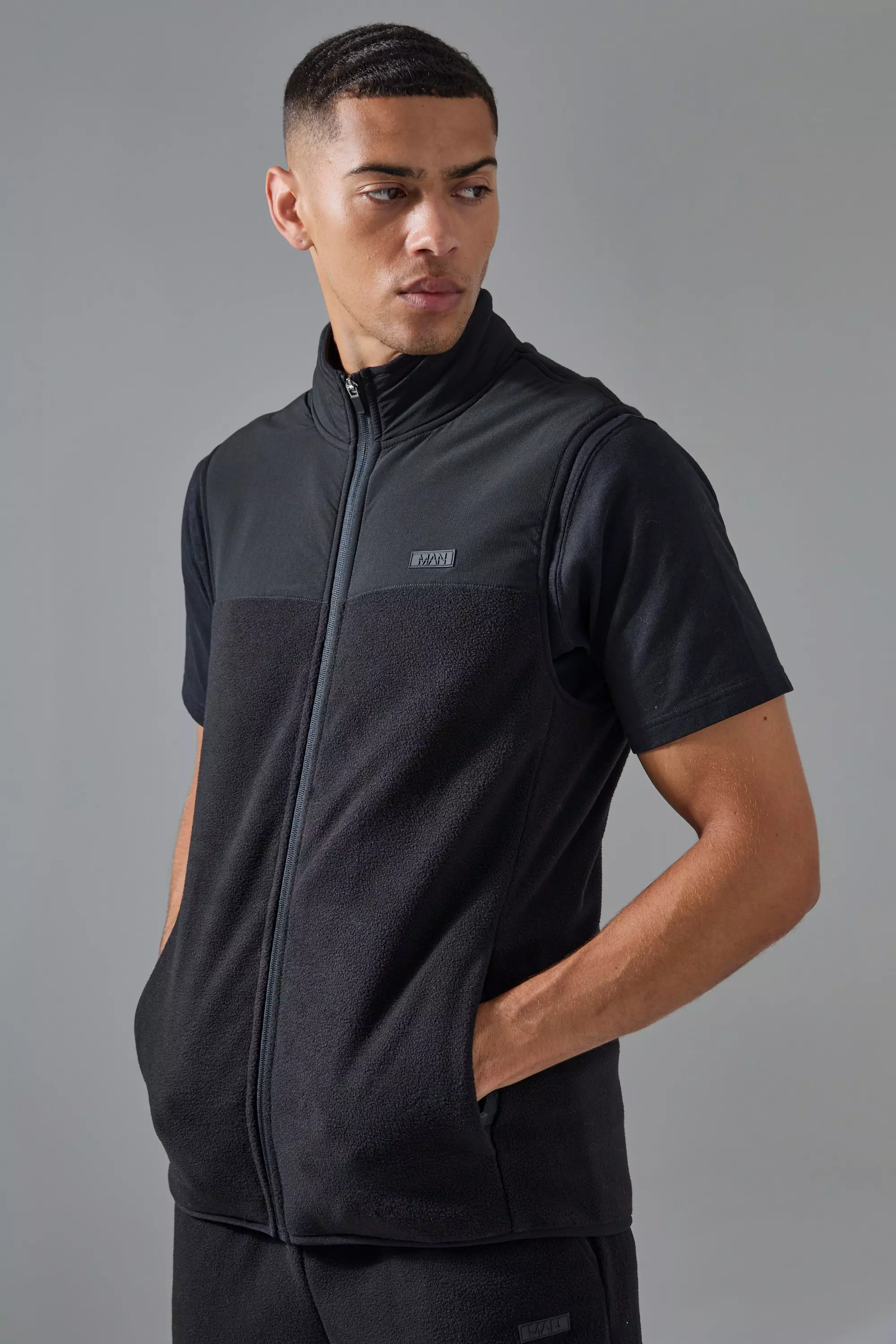 Man Active Fleece Vest Black