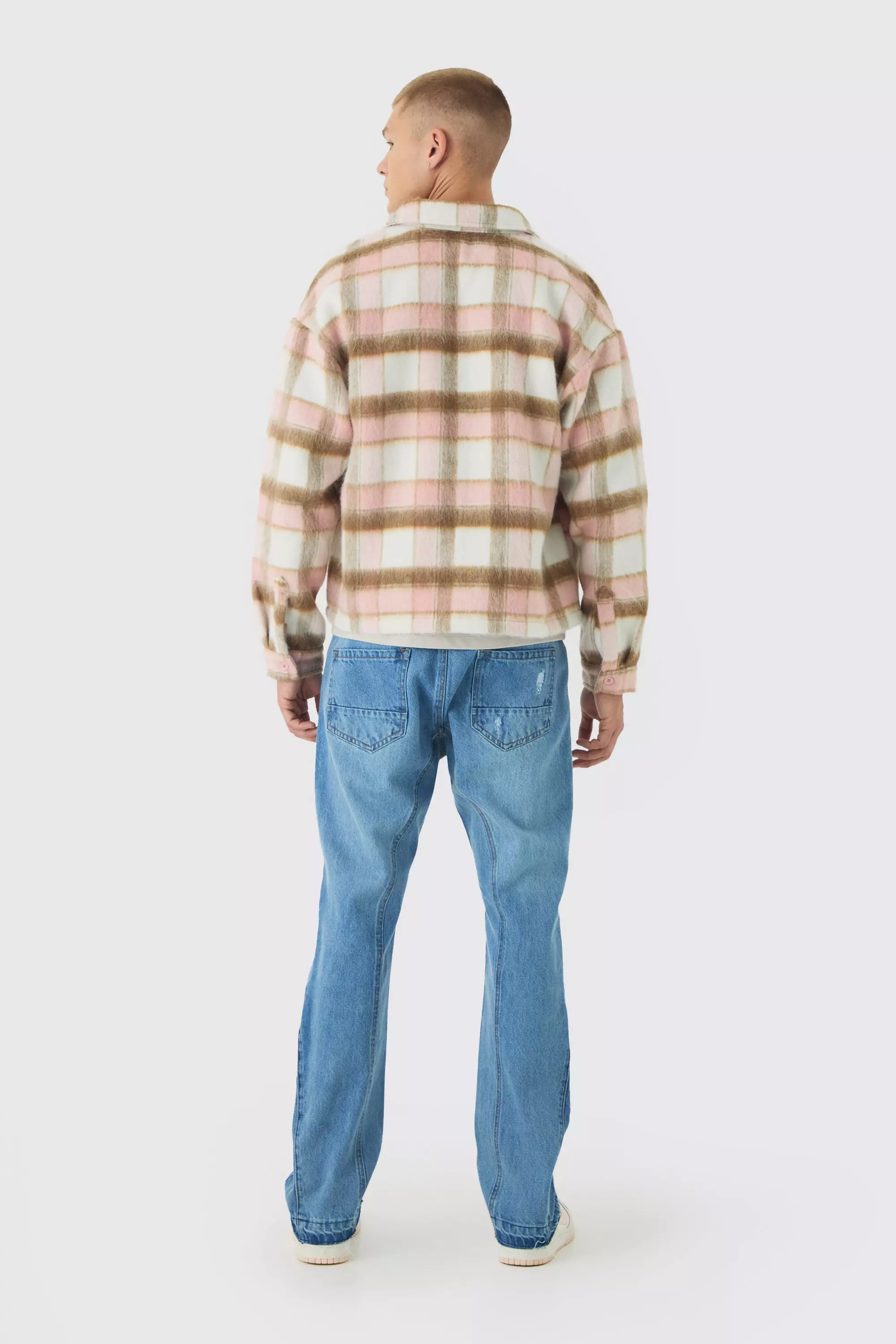 Light pink Oversized Overshirt Brushed Check alternative image