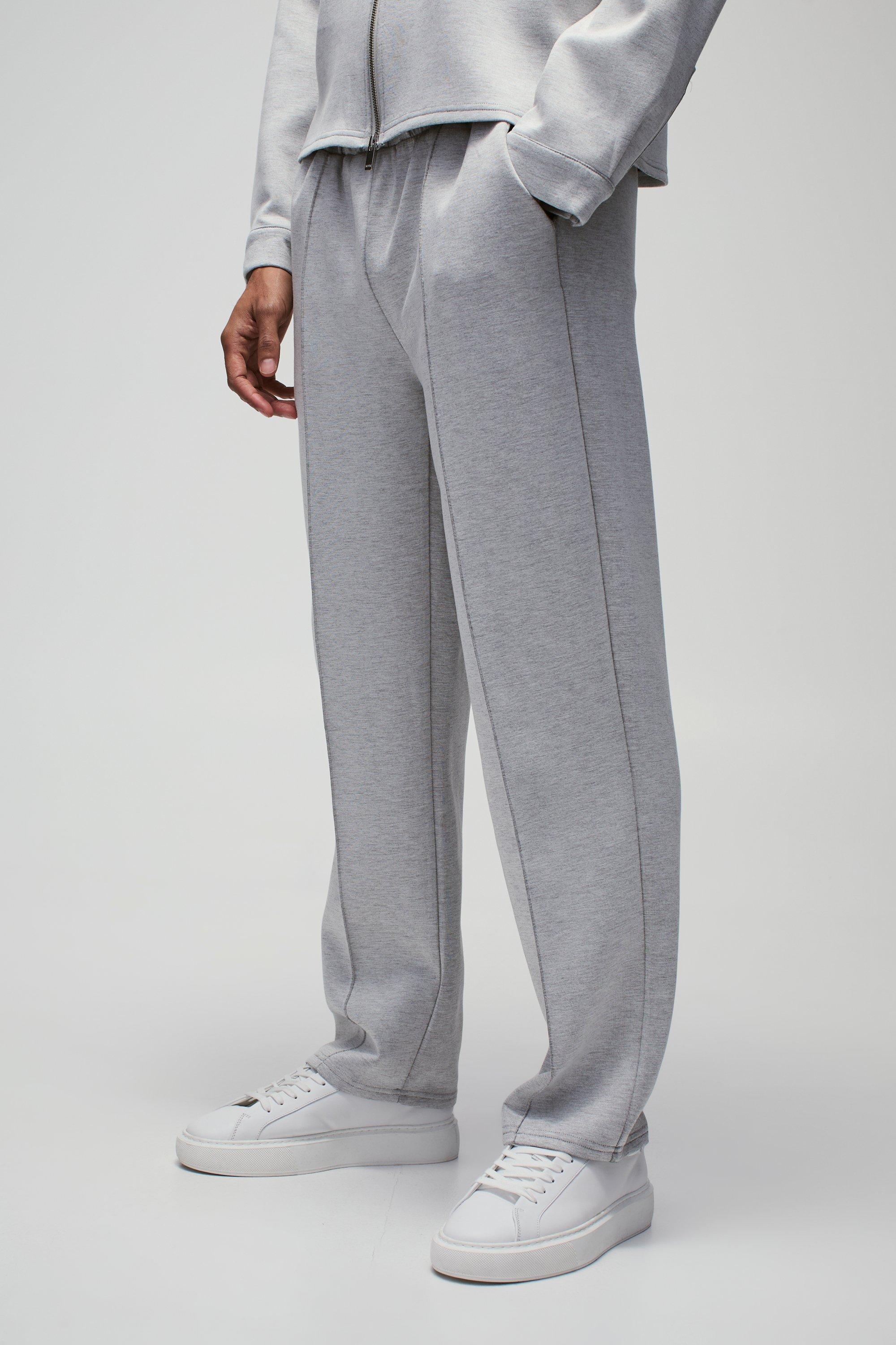 Grey marl Straight Leg Pintuck Scuba Trouser