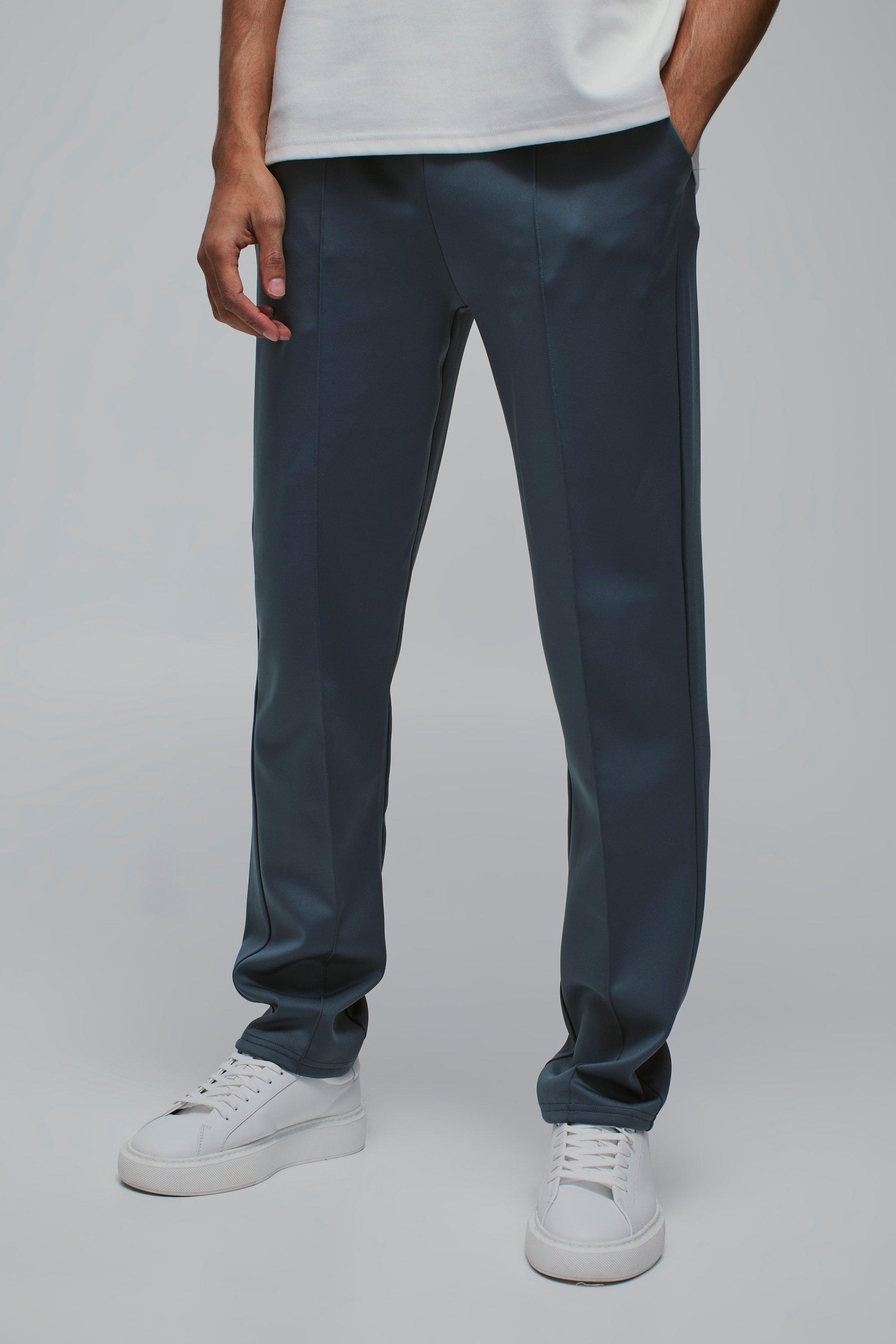 Slate blue Tapered Pintuck Scuba Trouser