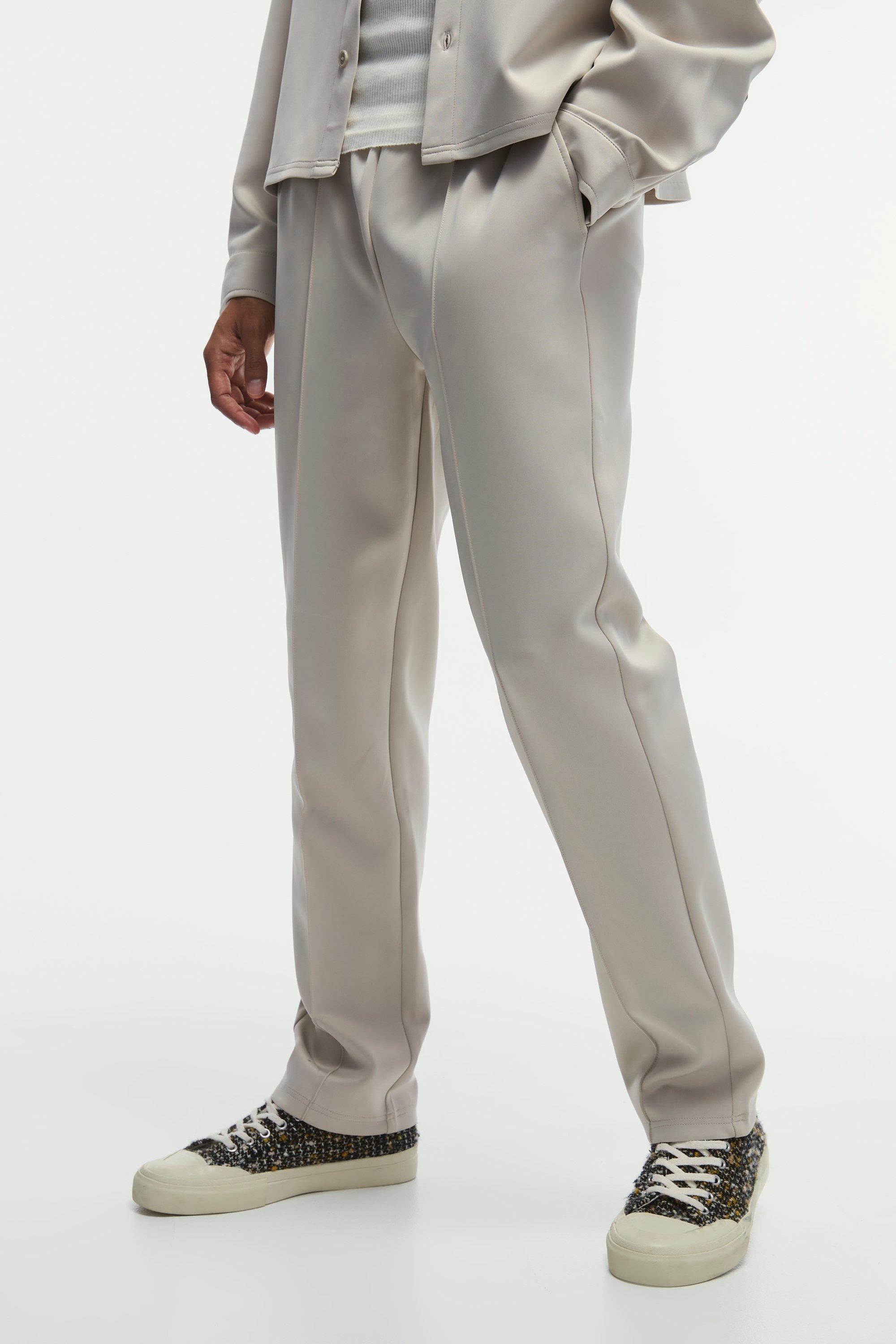 Stone Tapered Pintuck Scuba Pants