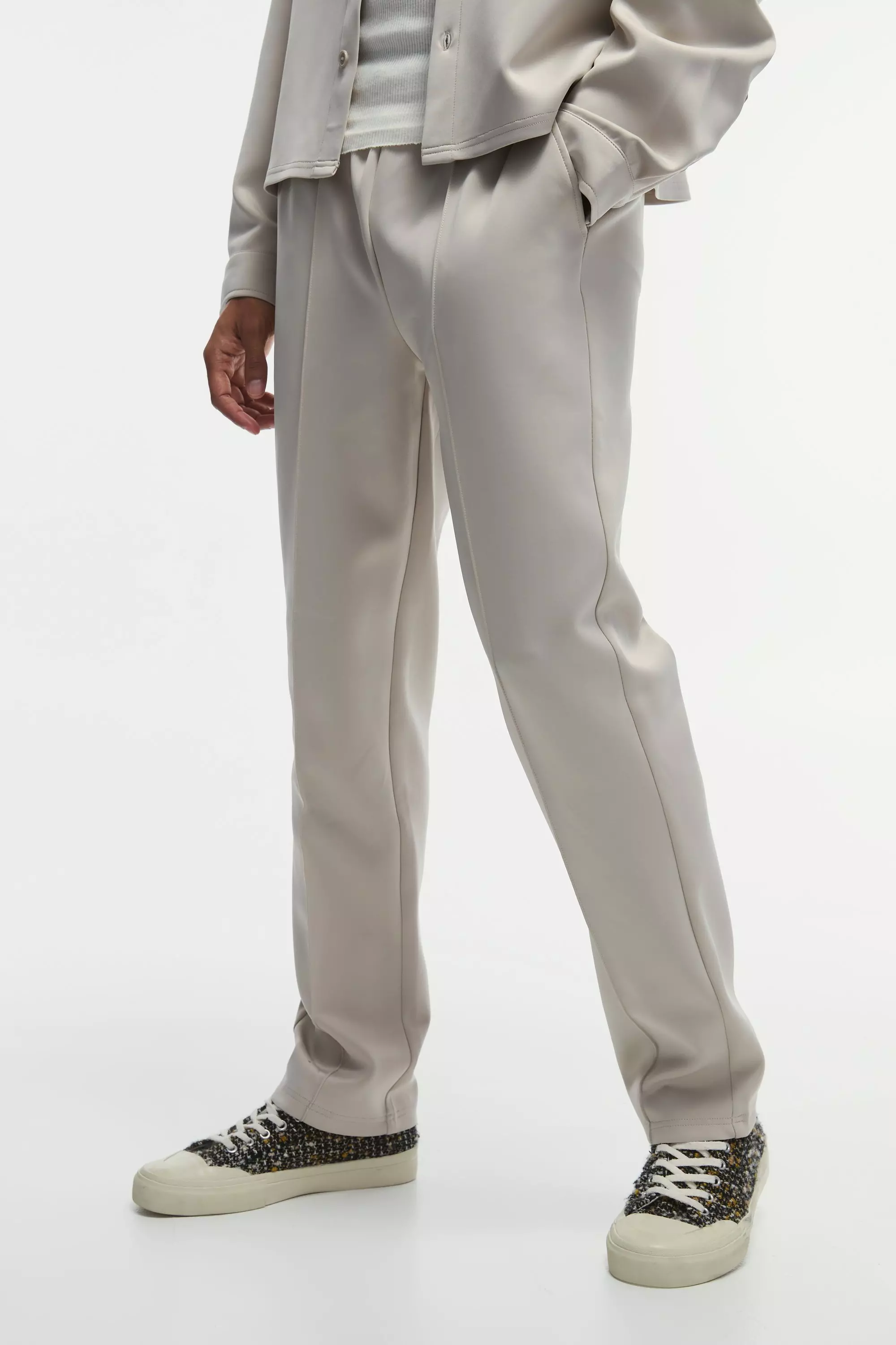 Tapered Pintuck Scuba Trouser Stone