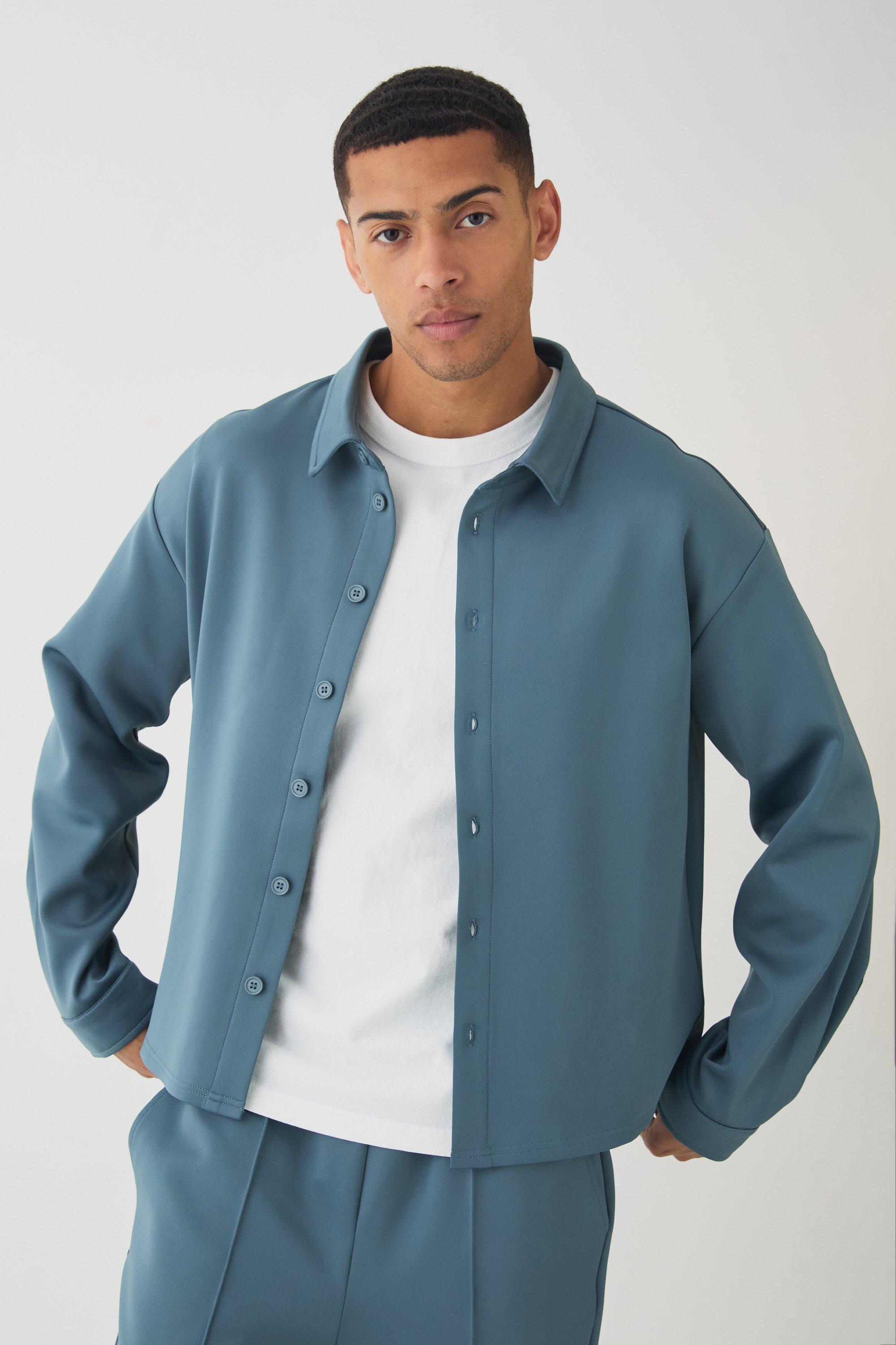 Slate blue Oversized Scuba Boxy Shirt