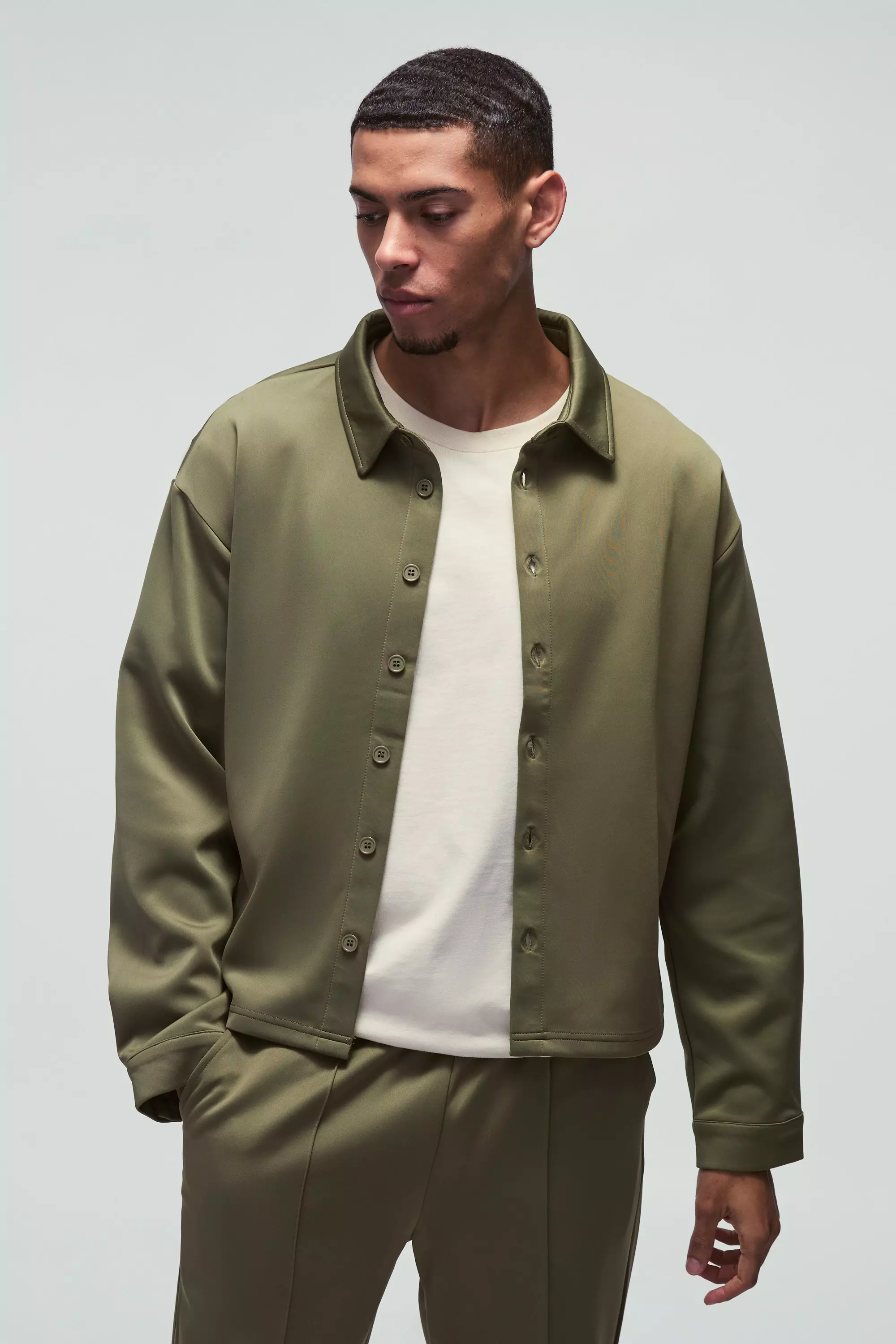 Chemise oversize en néoprène, Khaki autre image