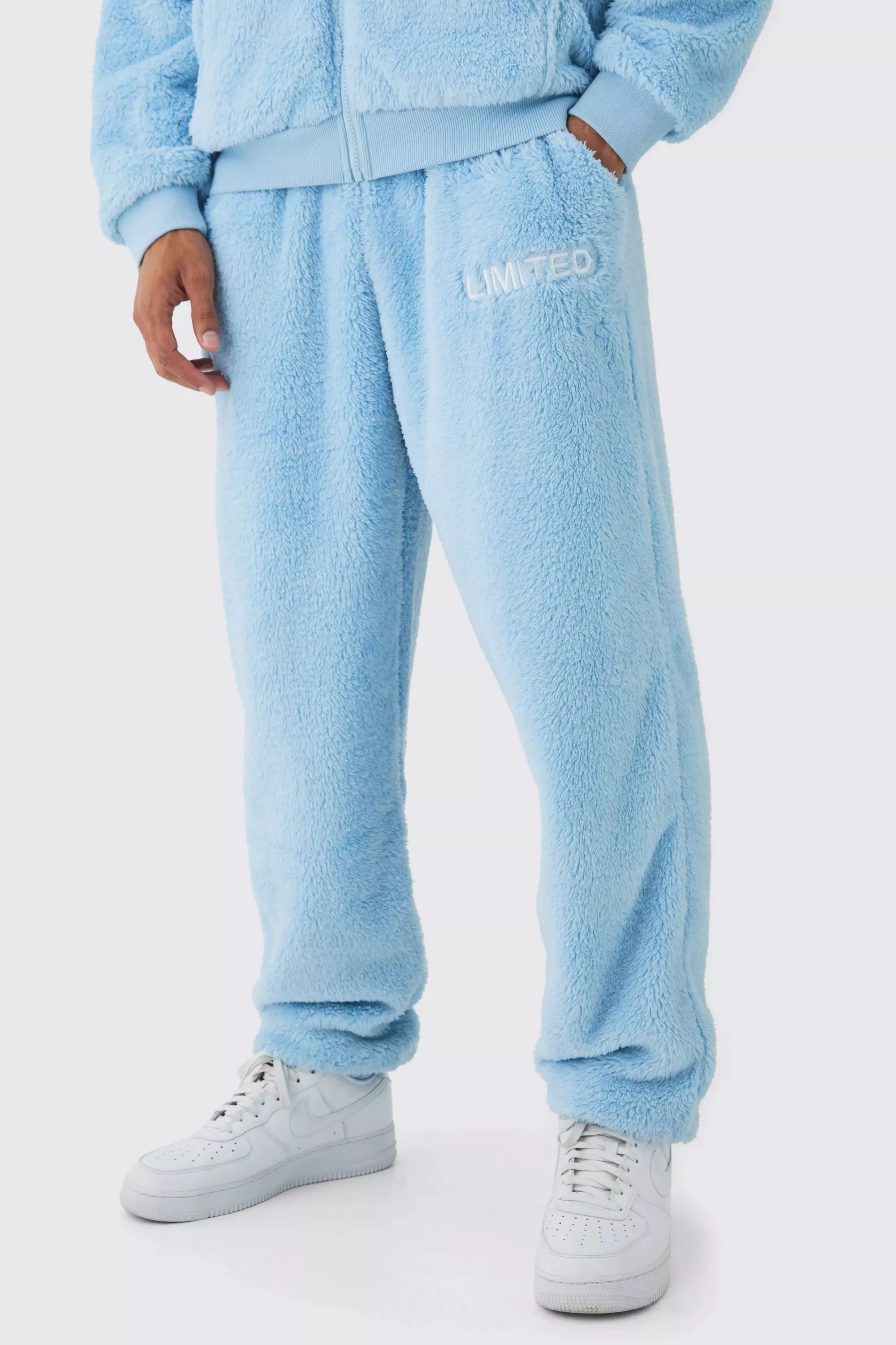 Oversized Limited Edition Embroidered Teddy Borg Cuffed Sweatpants Light blue