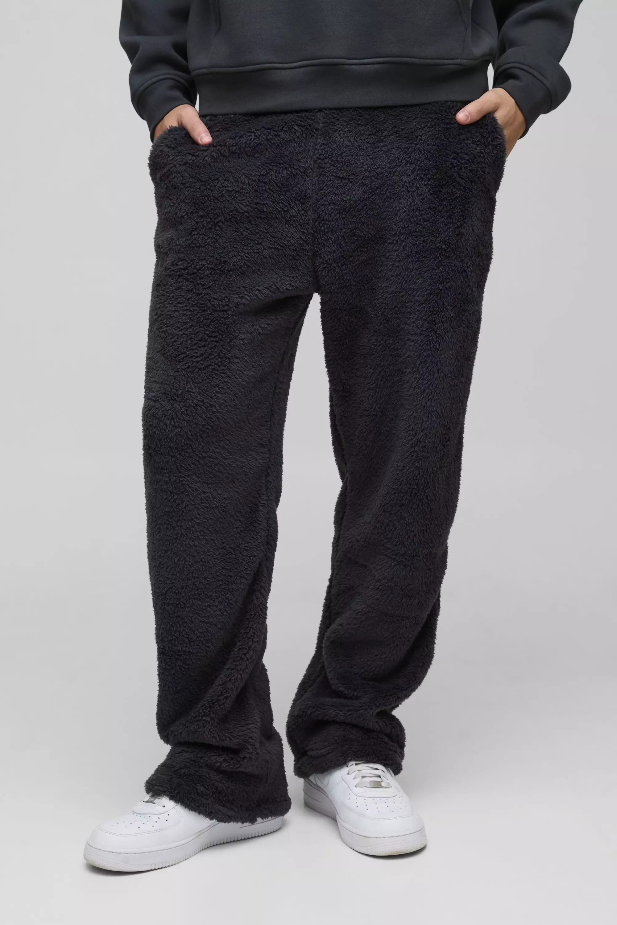Charcoal Straight Leg Teddy Borg Joggers alternative image