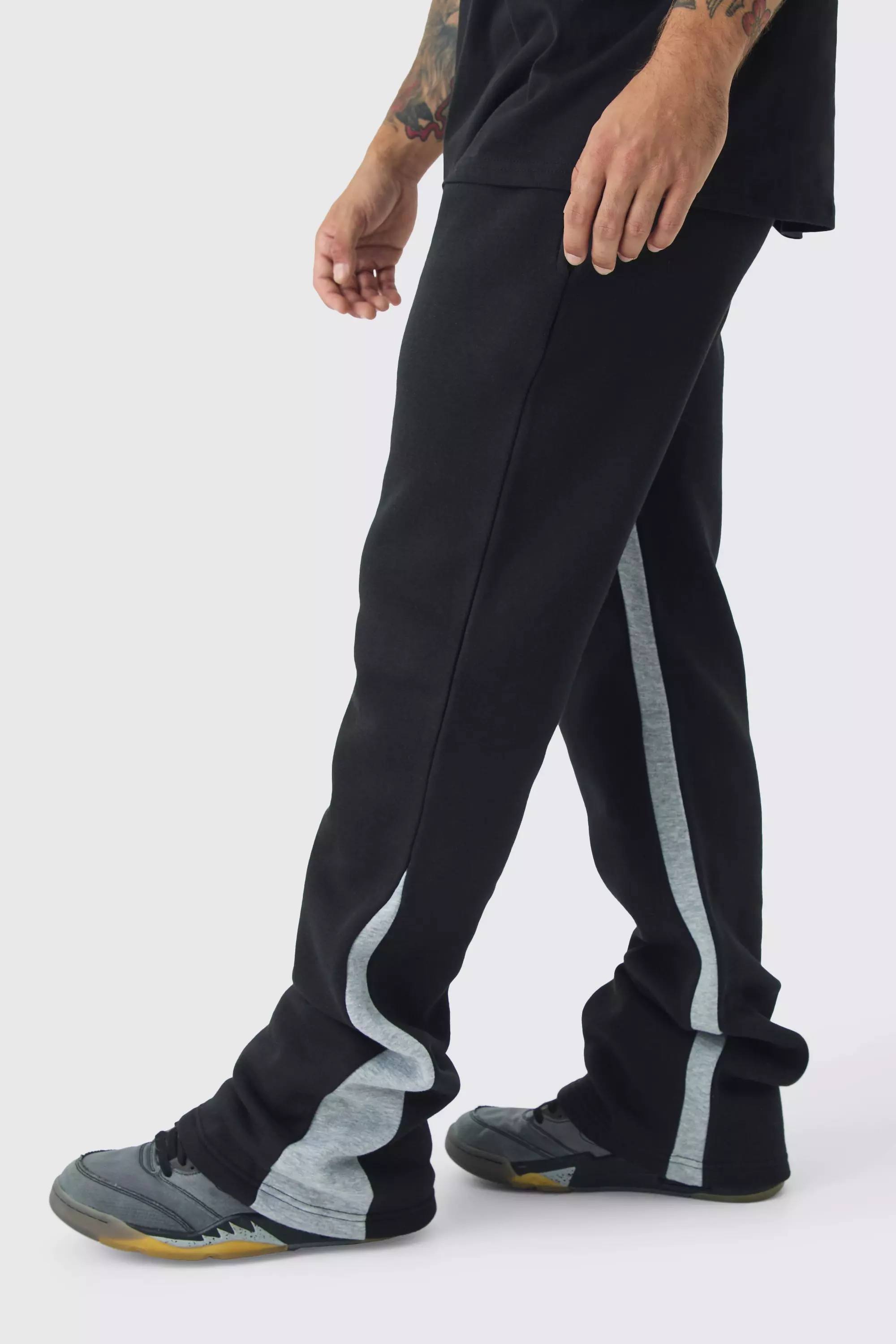 Stacked Fit Gusset Sweatpants Black