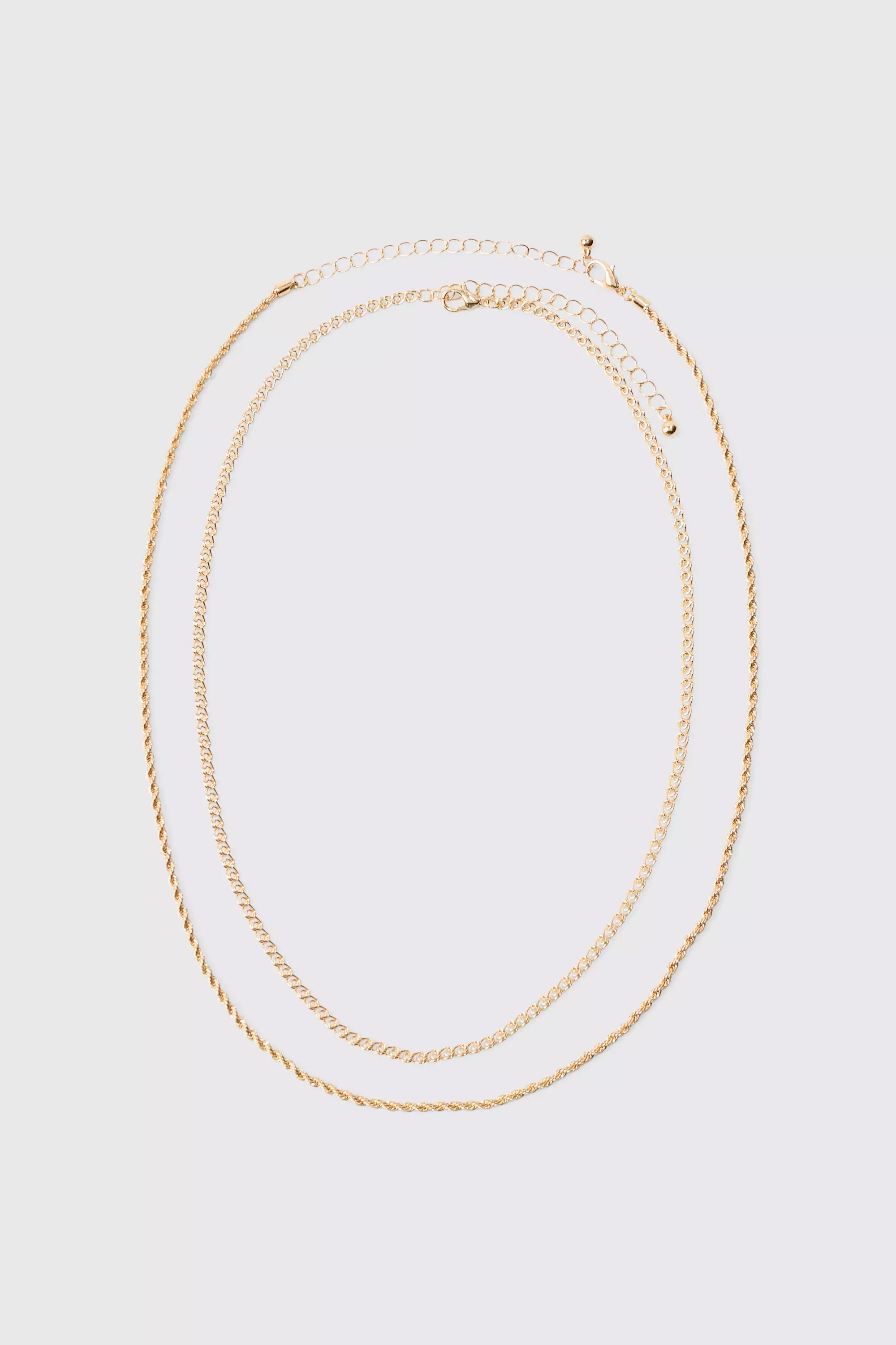 Gold Metallic Multi Layer Rope Chain Necklace