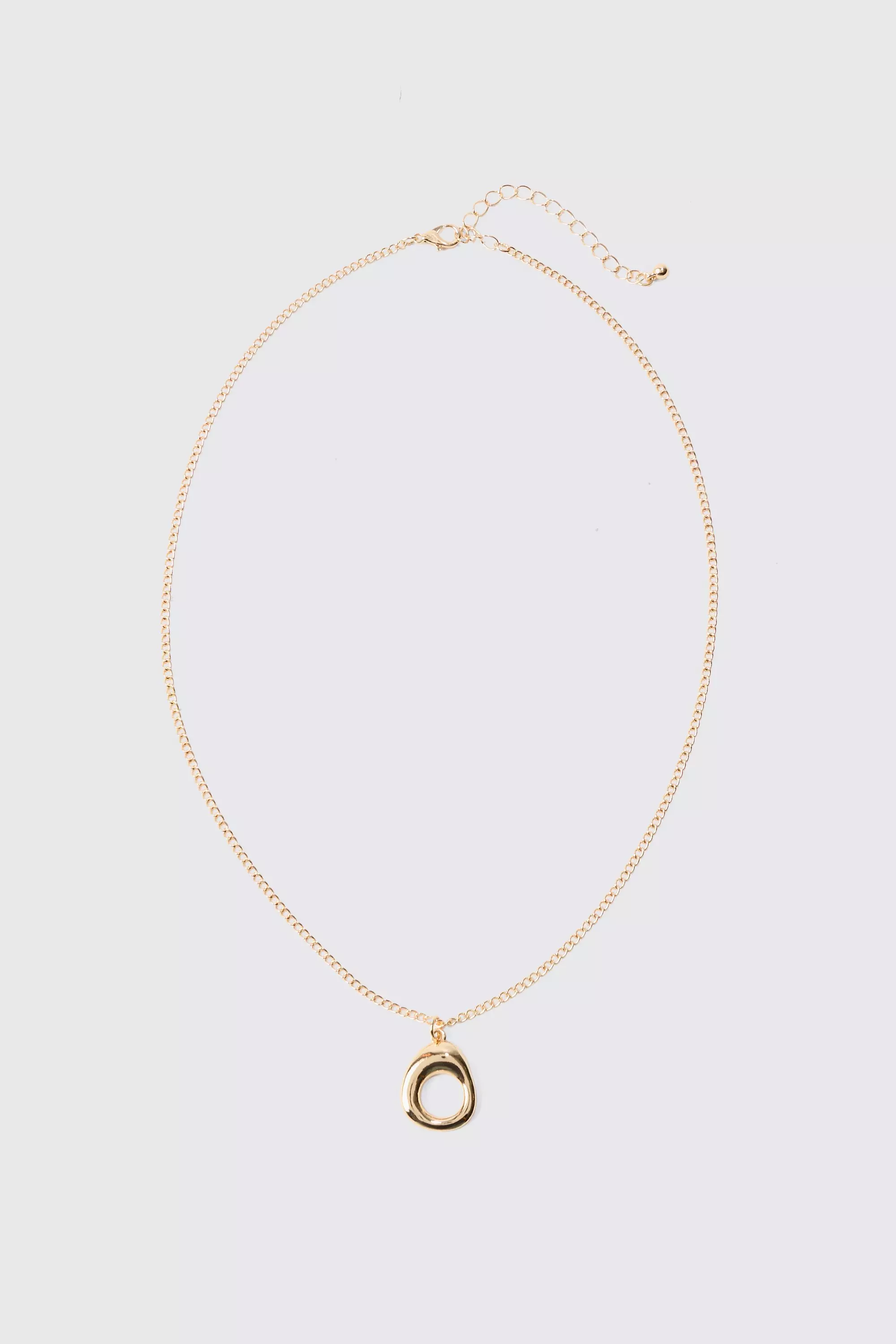 Gold Metallic Ring Pendant Necklace