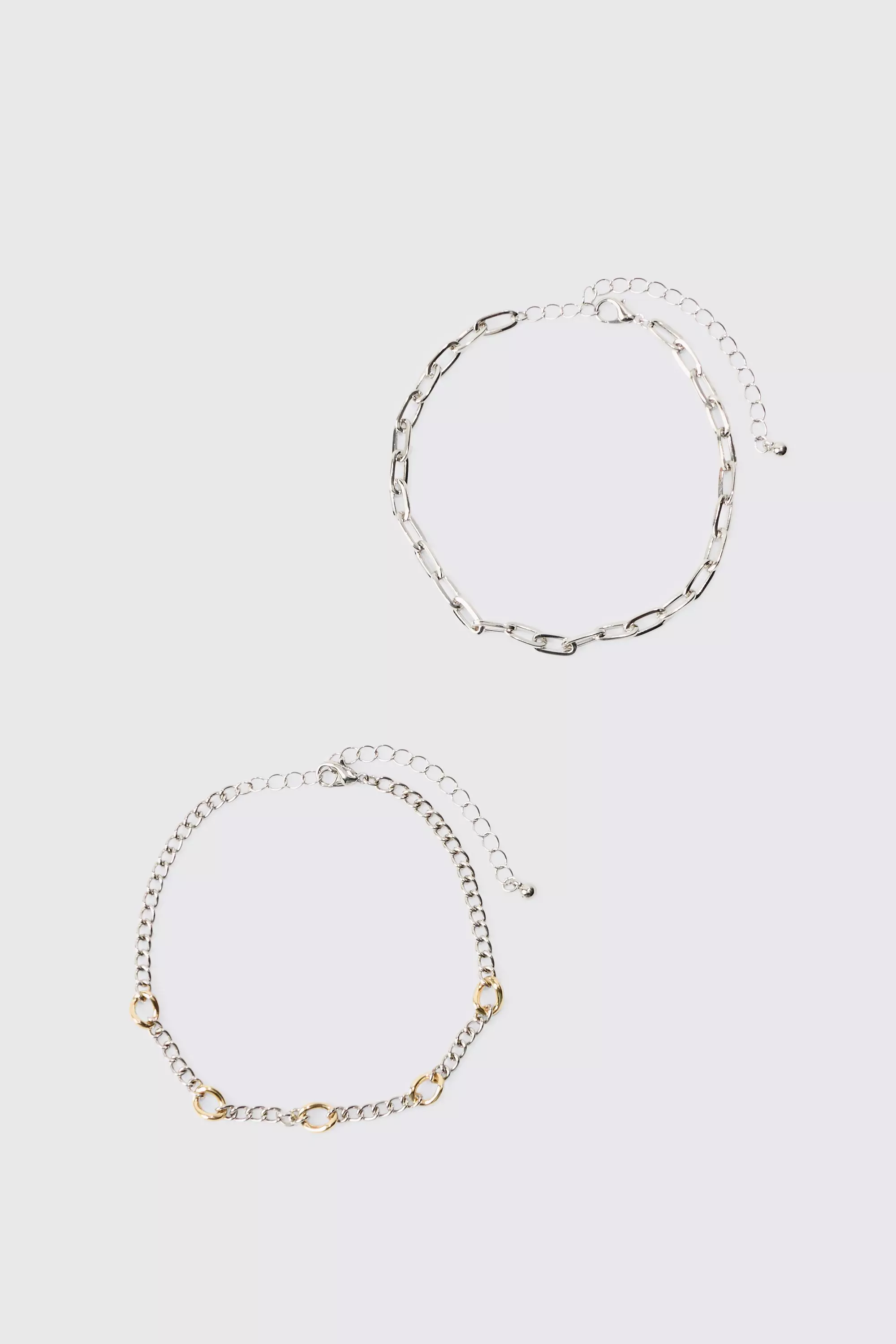 2 Pack Mix Metal Bracelets Silver