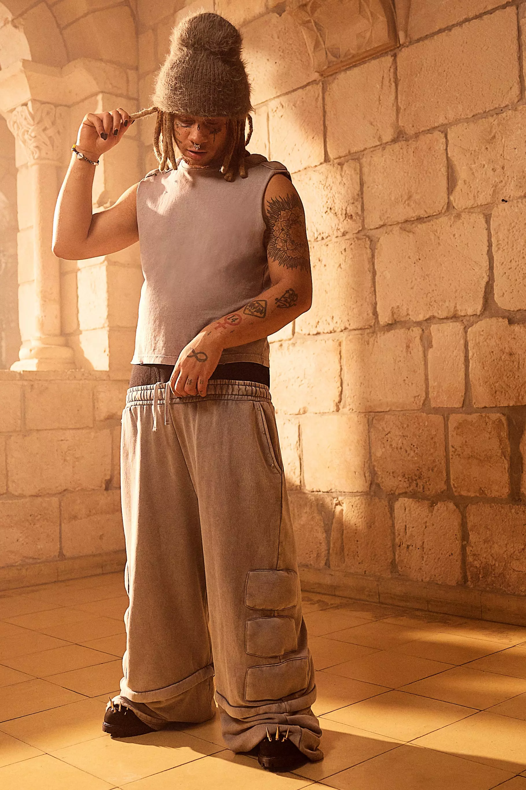 Charcoal Trippie Redd Relaxed Washed Padded Sweatpants alternative image