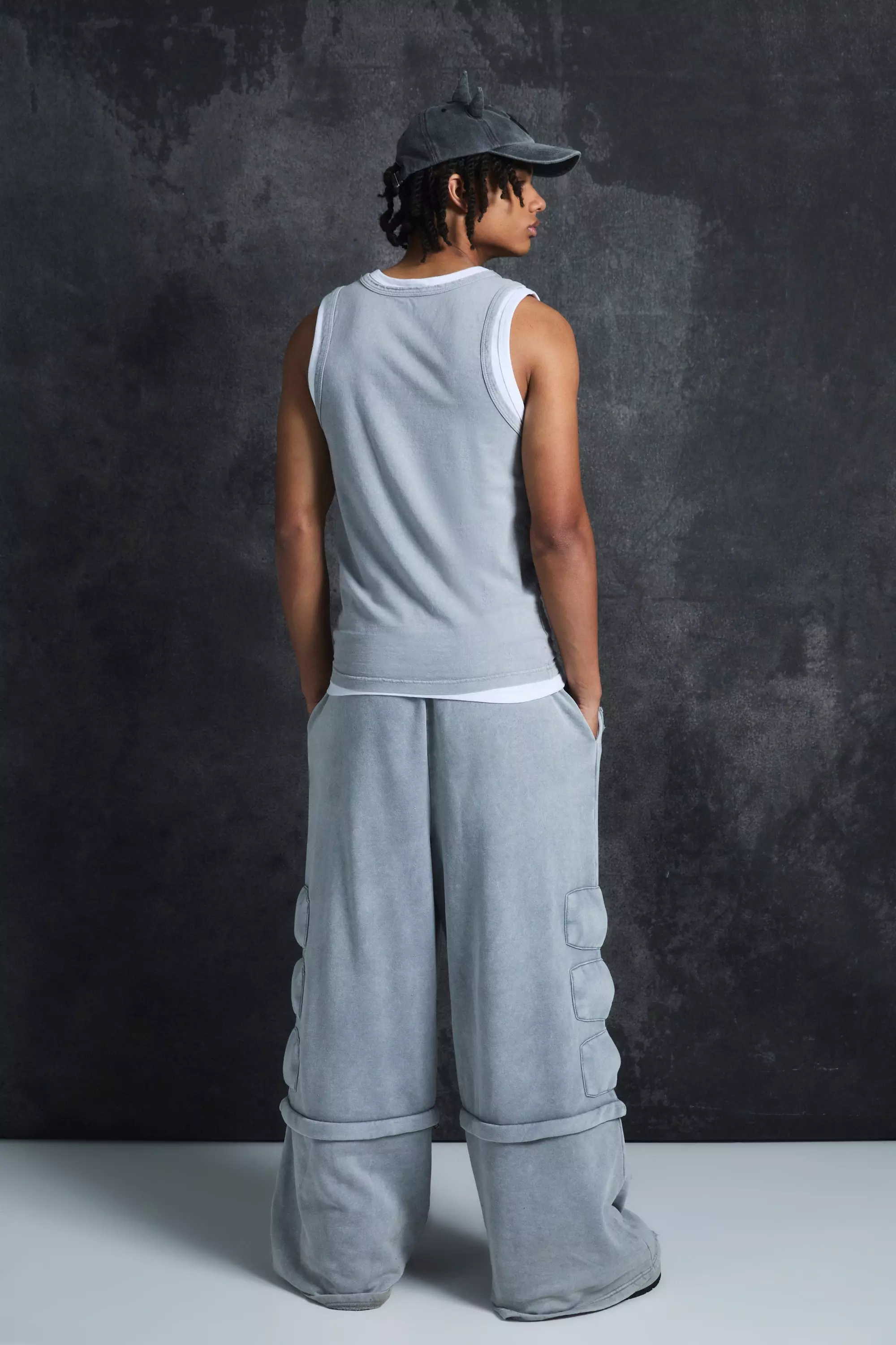 Charcoal Trippie Redd Relaxed Washed Padded Sweatpants alternative image