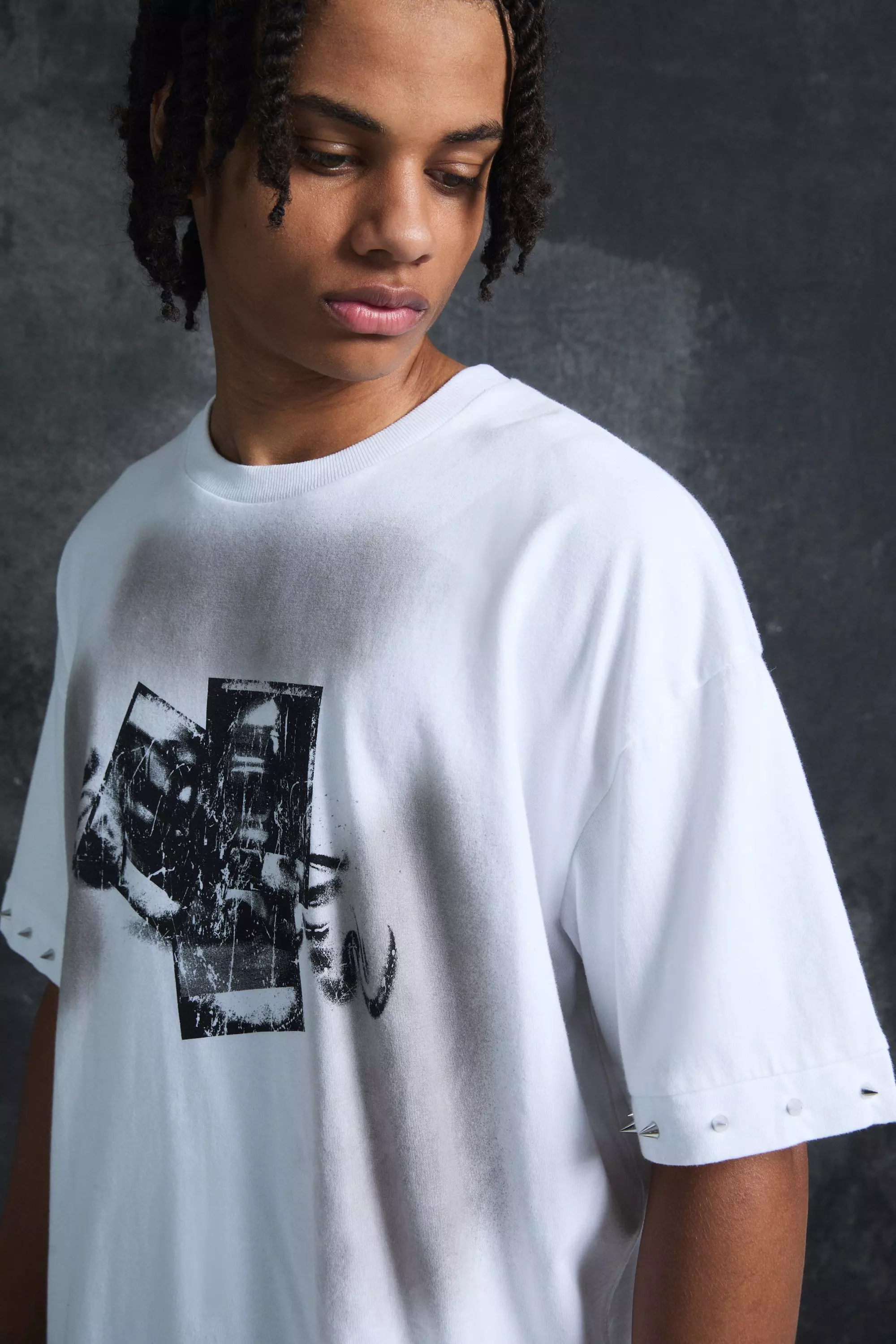 Kastiges Oversize T-Shirt mit Ring-Detail, White alternatives Bild