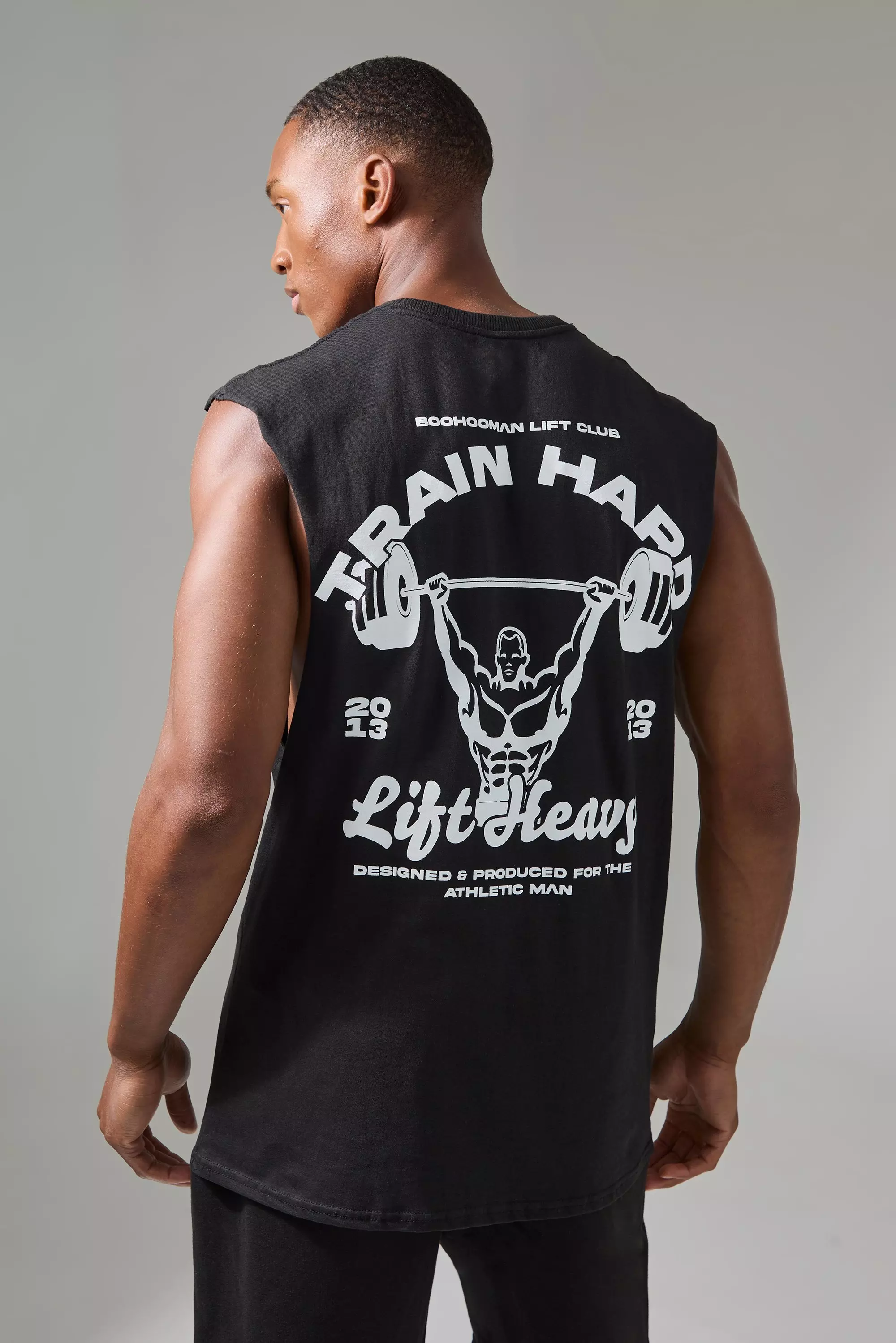 Black Man Active Train Hard Lift Heavy Regular Fit Tank