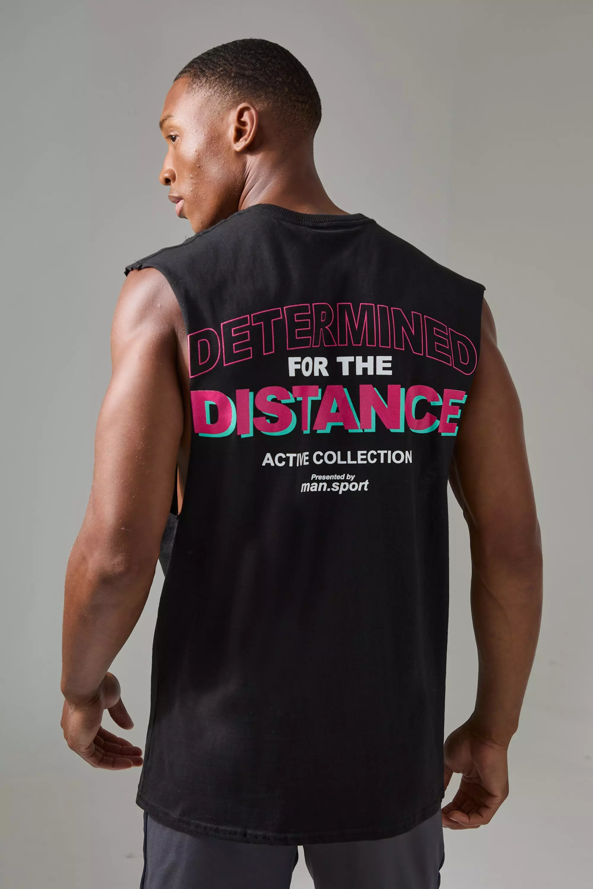 Black Man Active Determined For The Distance Reg Fit Tank