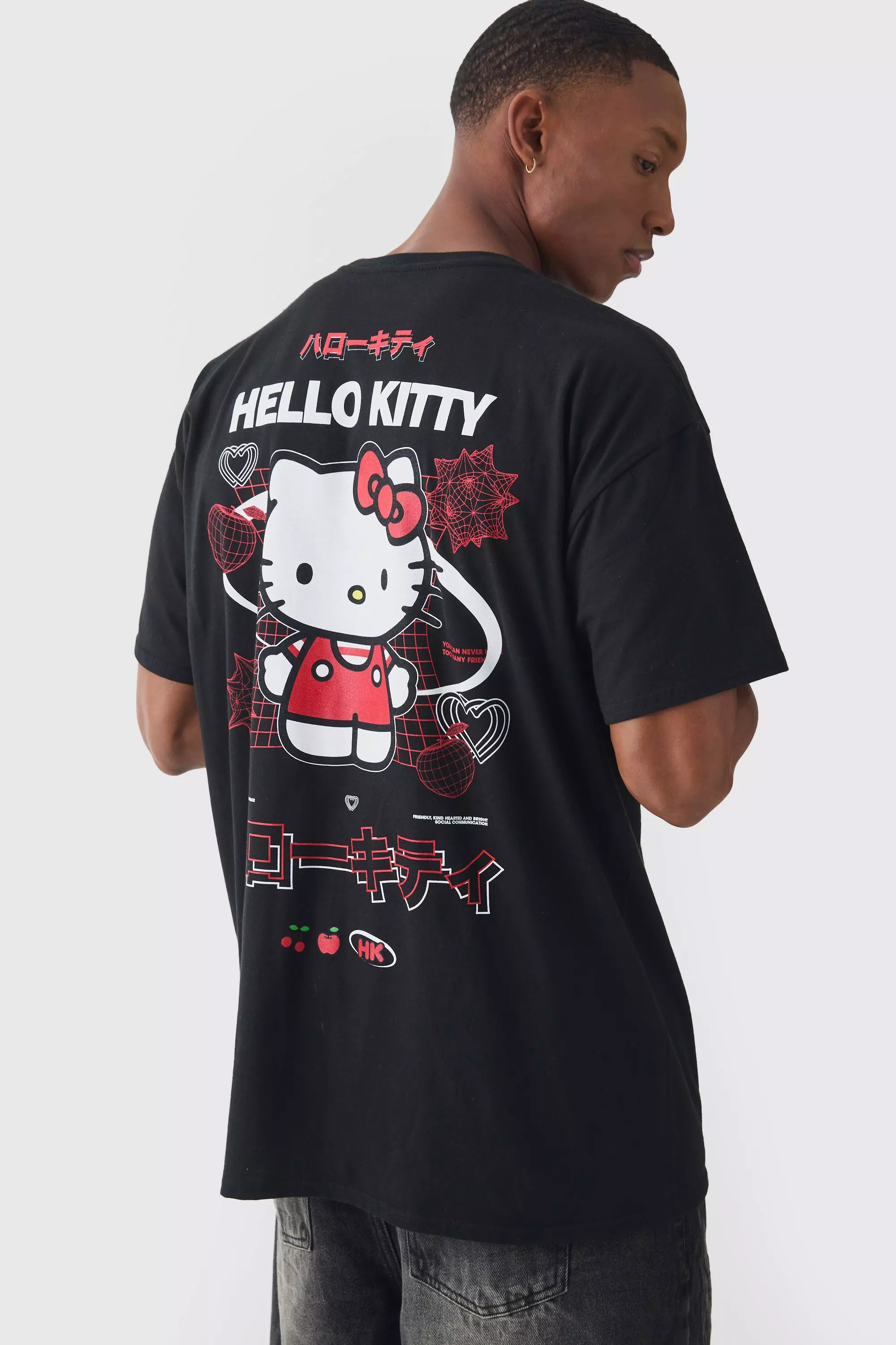 Oversized Hello Kitty License Print T-shirt Black