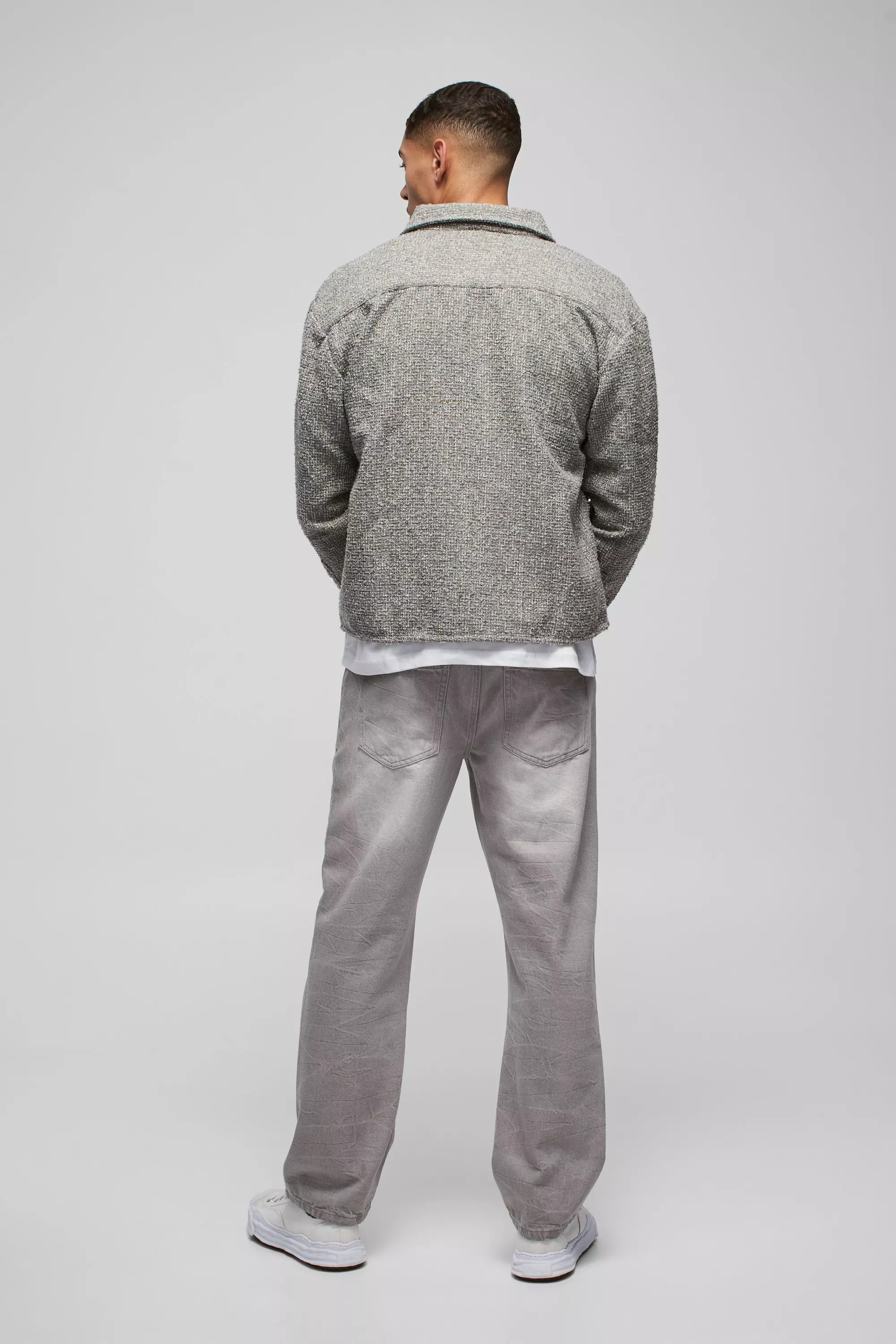 Khaki Oversized Bouclé Overhemd alternatieve afbeelding