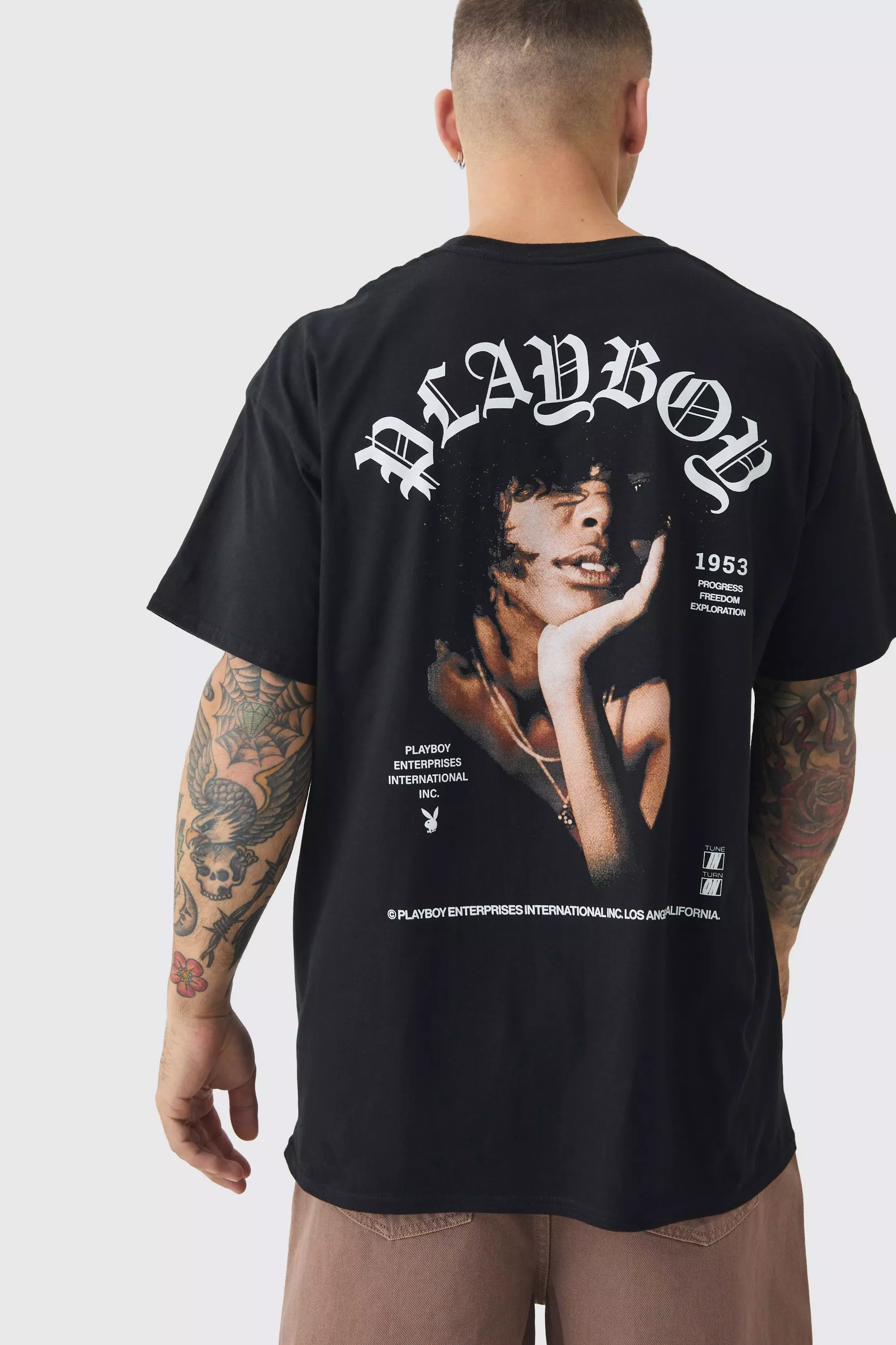 Oversized Playboy License Print T-shirt Black