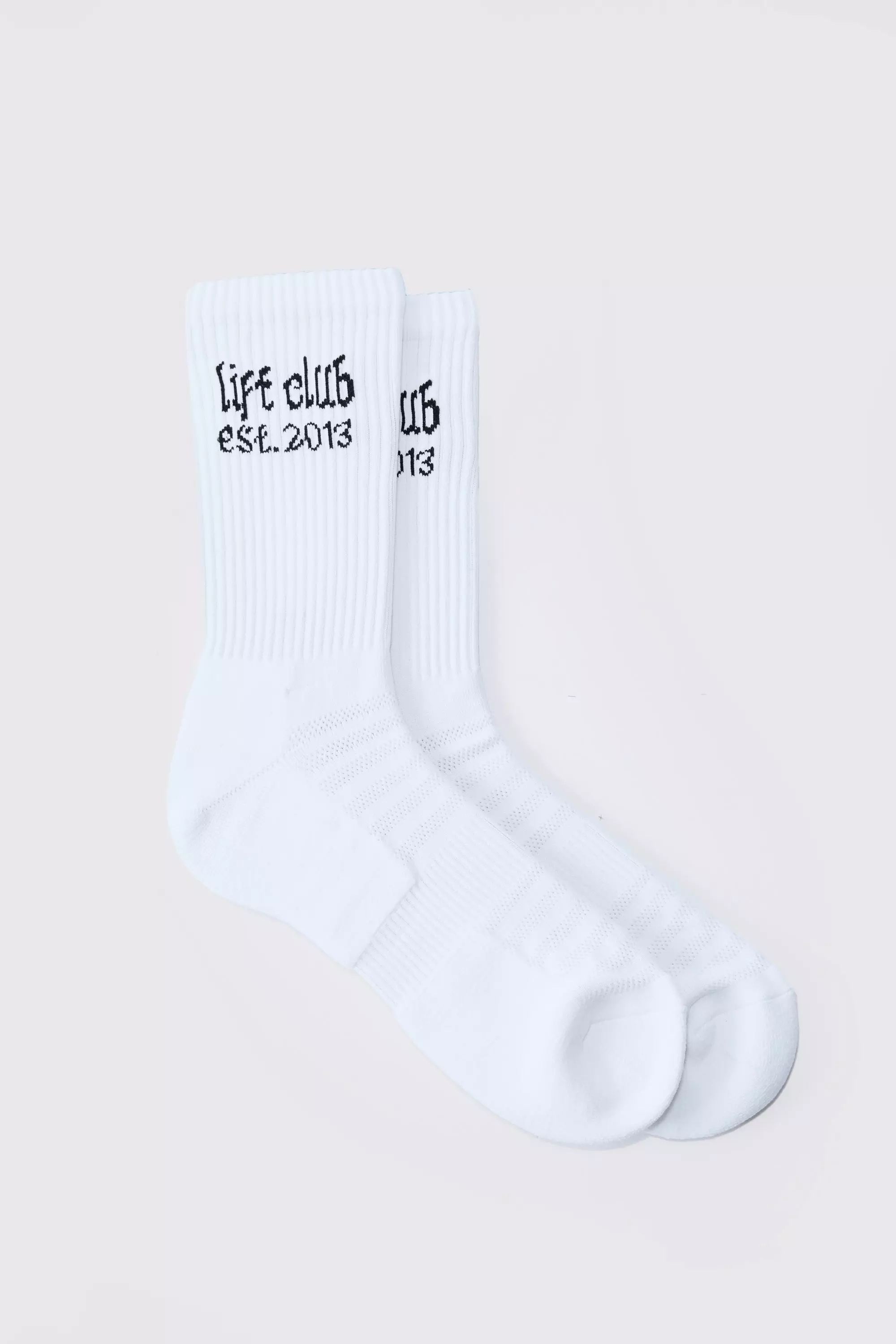 Man Active Lift Club Crew Socks White