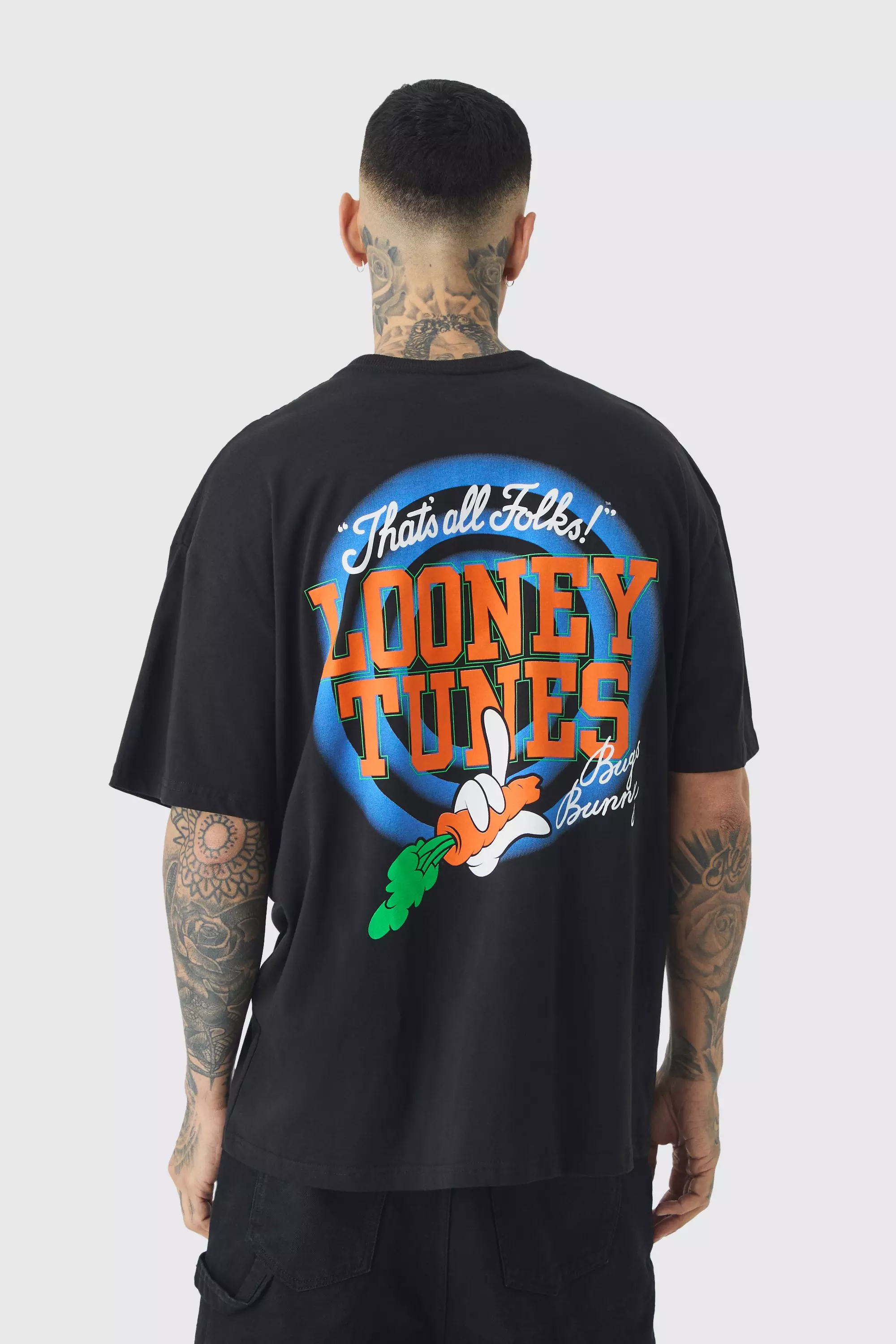 Tall Bugs Bunny Lisence Printed T-shirt In Black Black