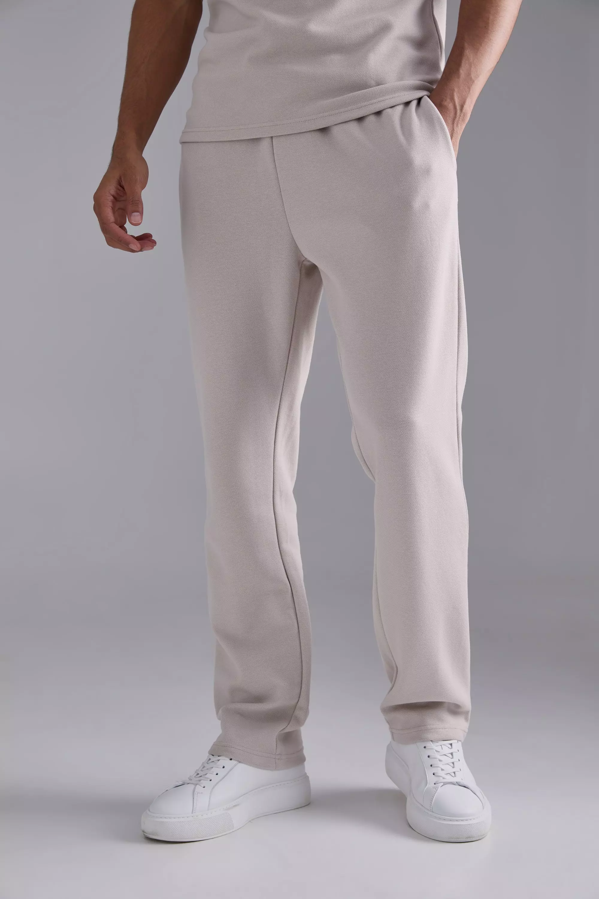 Pantaloni Tuta Regular Fit In Piqué , Stone immagine alternativa