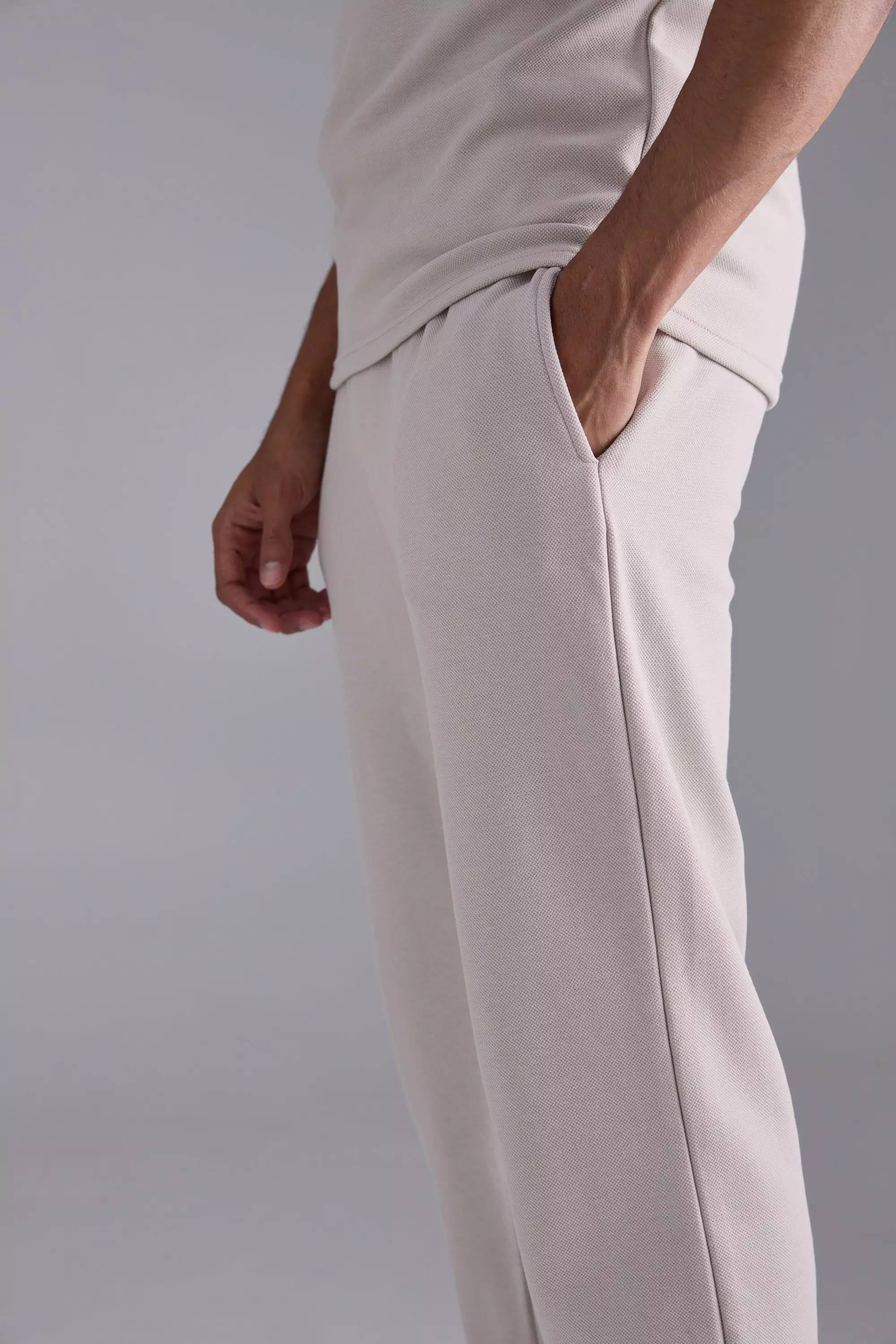 Pantaloni Tuta Regular Fit In Piqué , Stone immagine alternativa