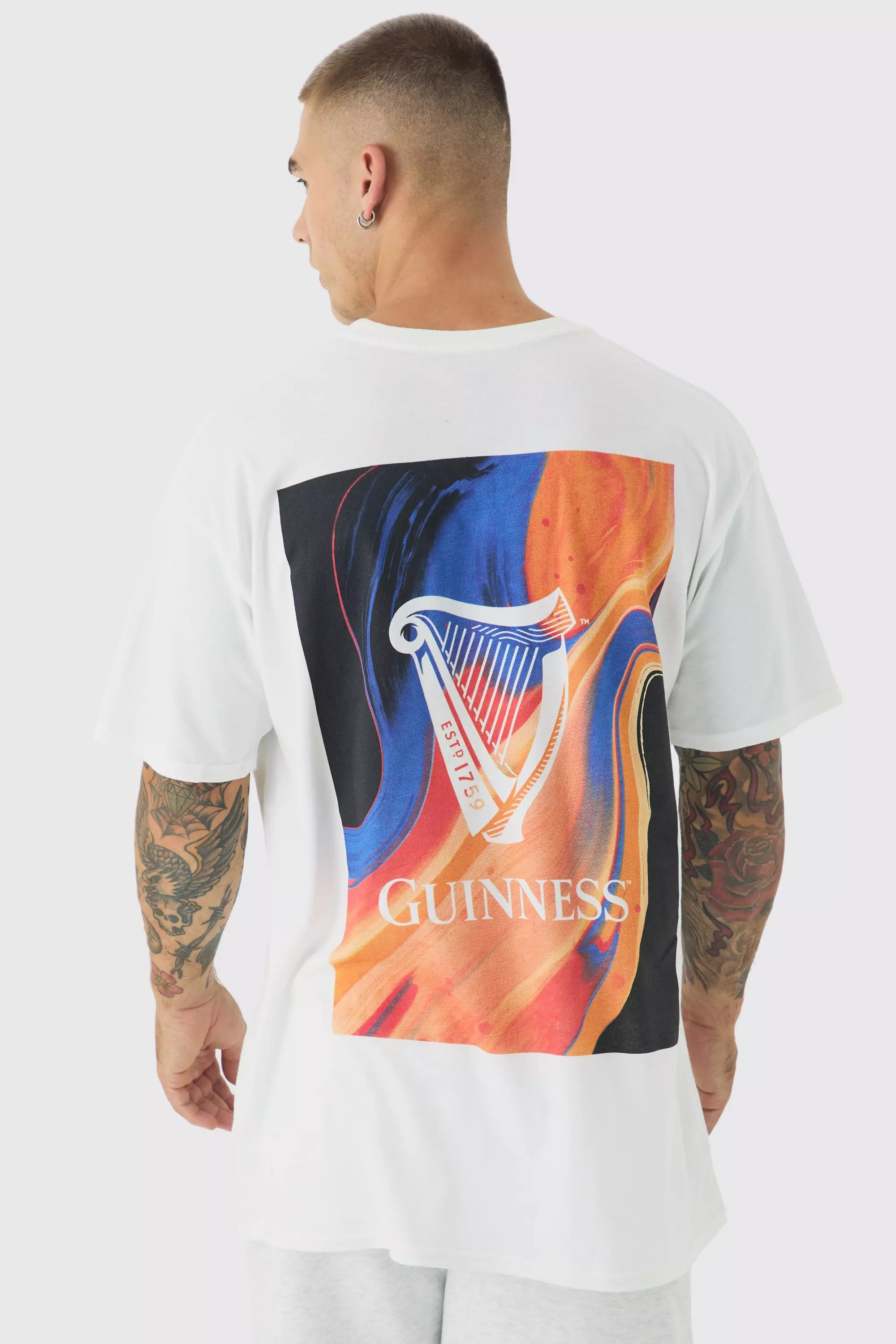 White Oversized Guinness License Print T-shirt alternative image