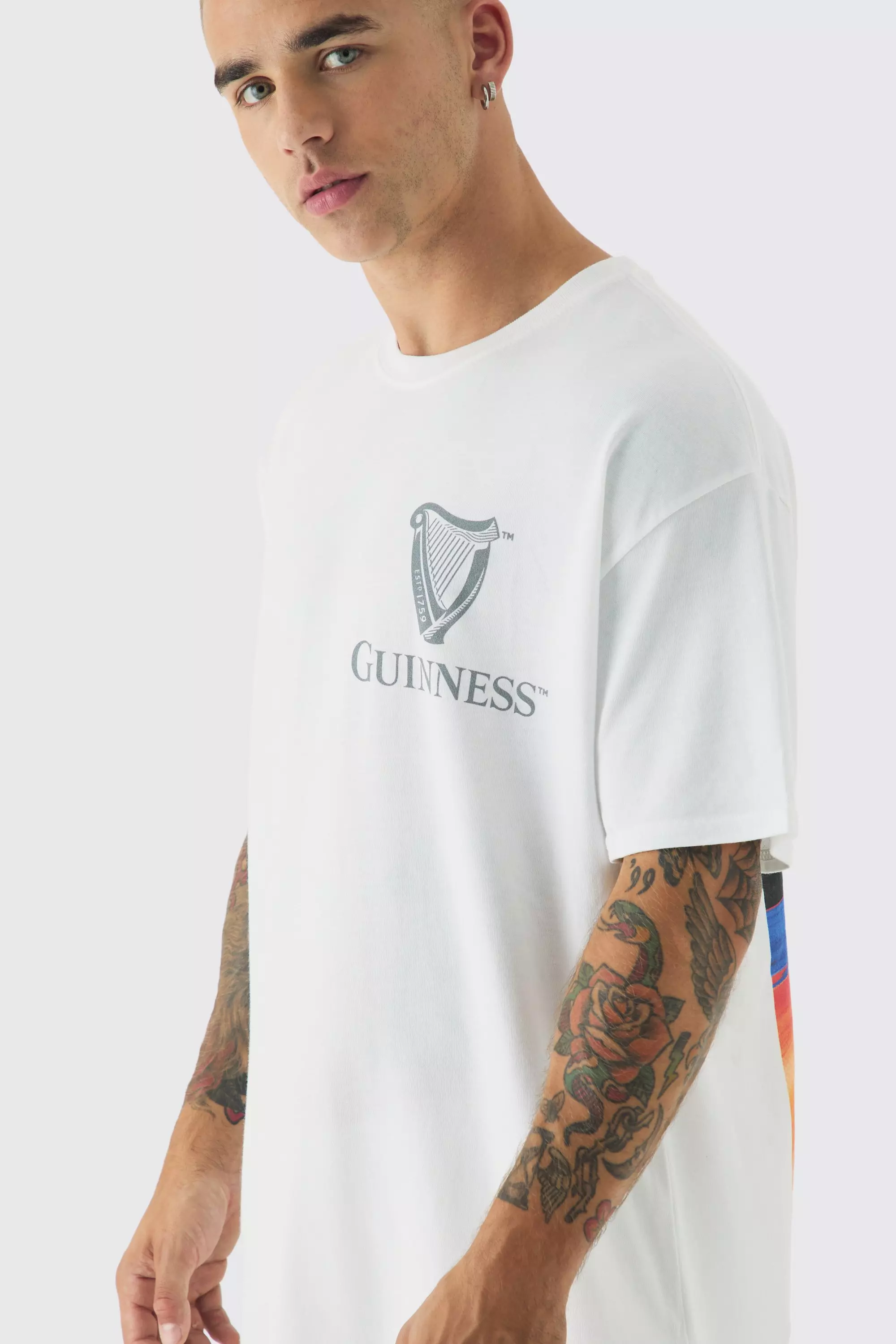 White Oversized Guinness License Print T-shirt alternative image