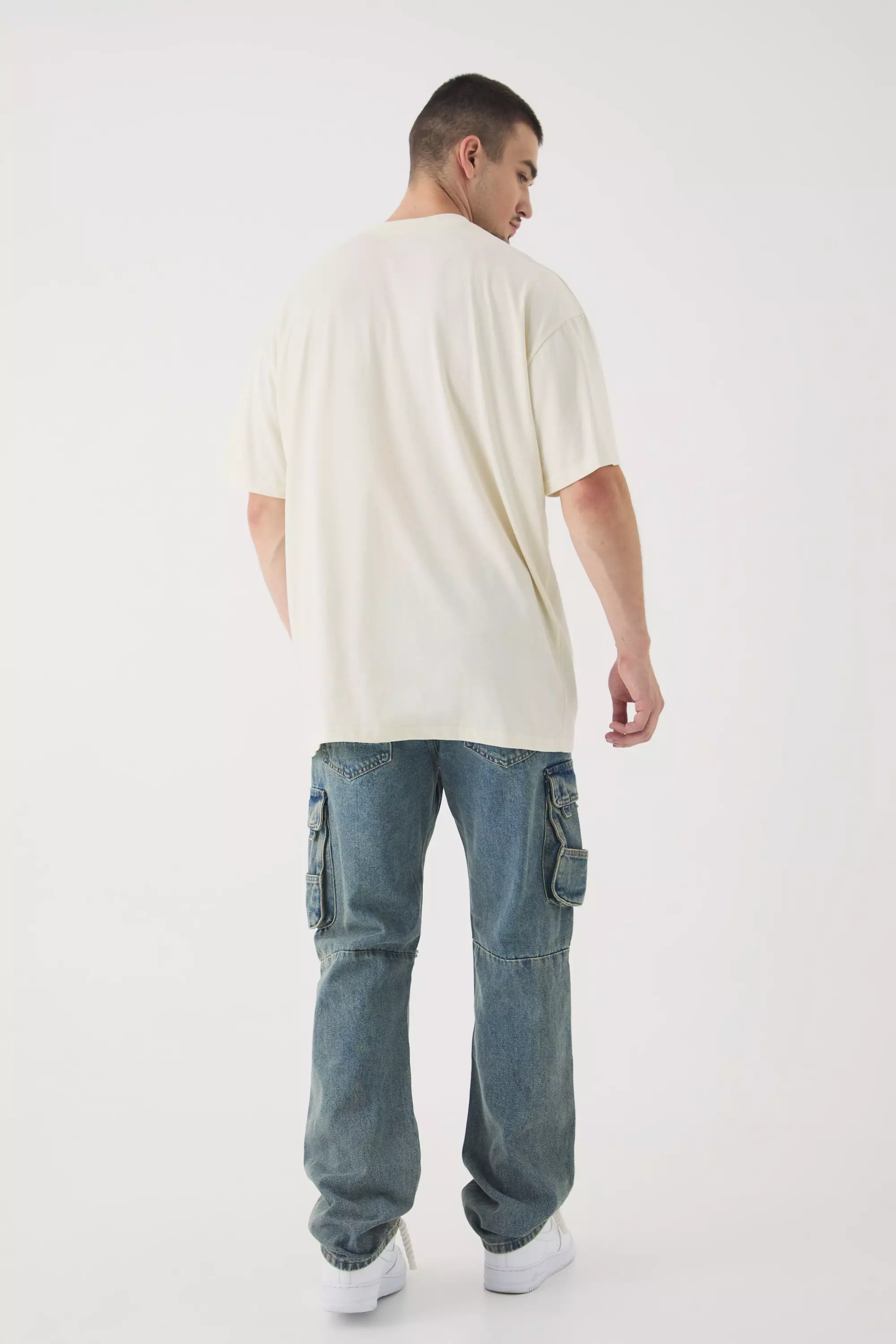 Tall - Jean cargo large à déchirures, Mid wash autre image