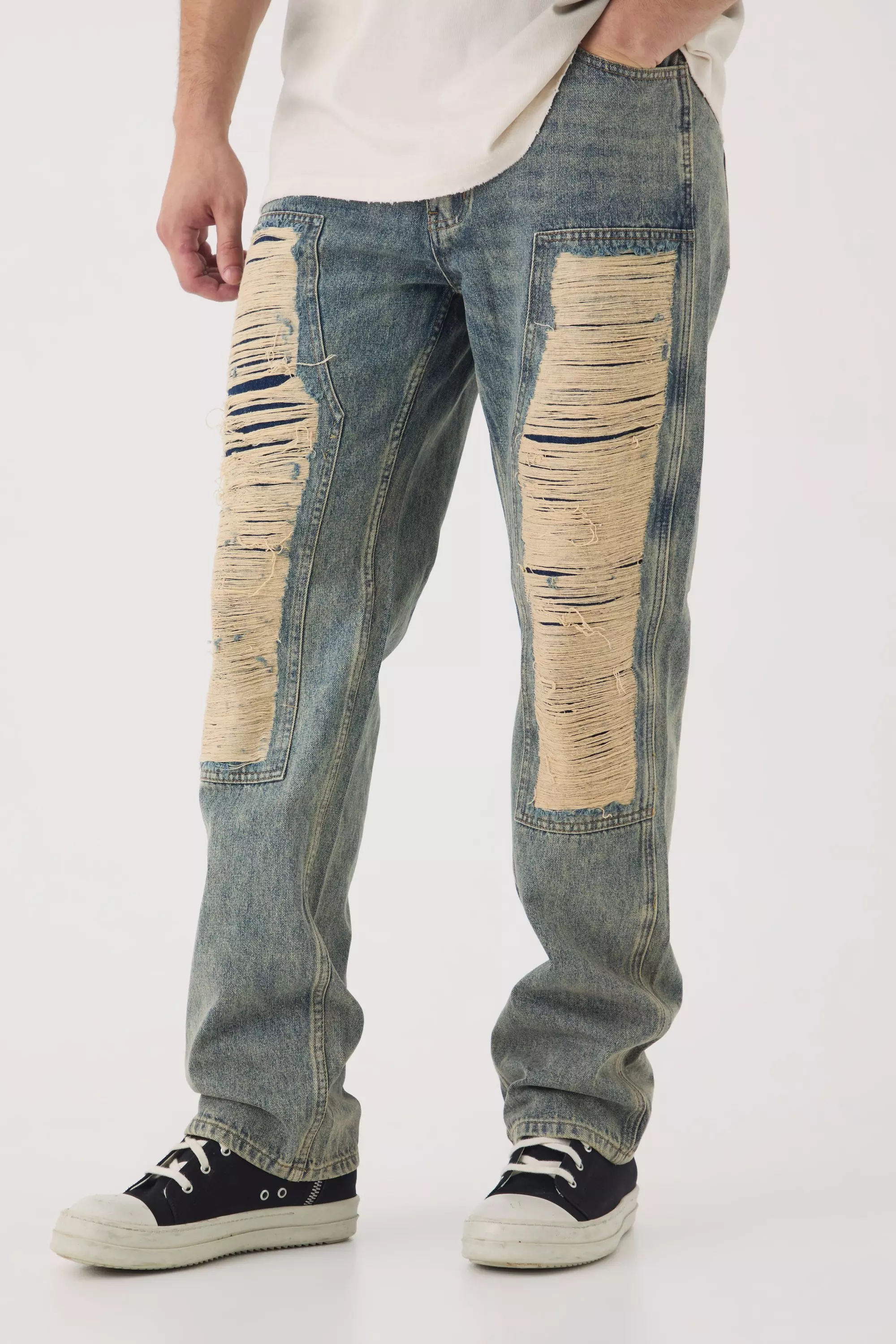 Antique blue Tall Ripped Carpenter Panel Relaxed Fit Jeans alternative image
