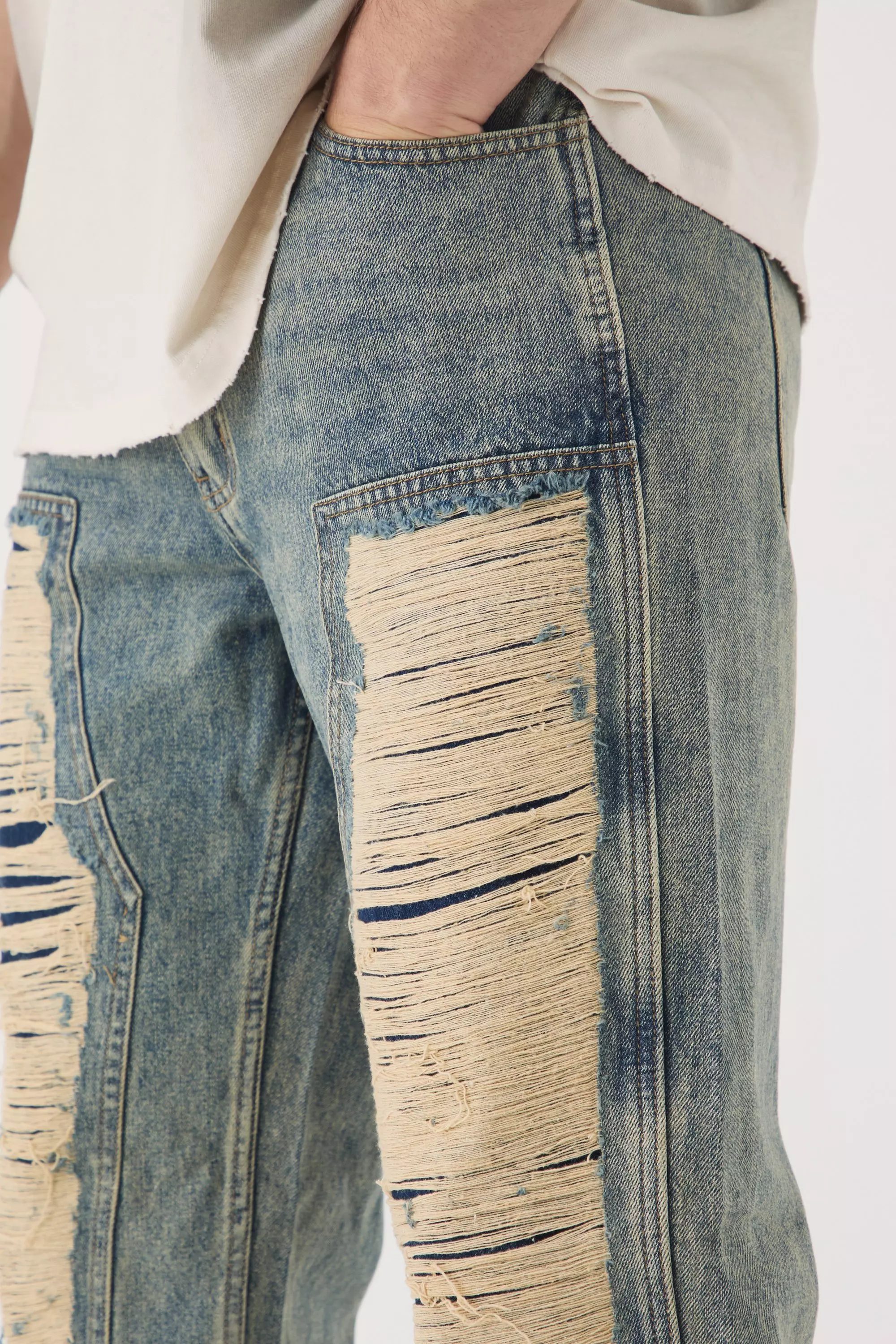 Antique blue Tall Ripped Carpenter Panel Relaxed Fit Jeans alternative image