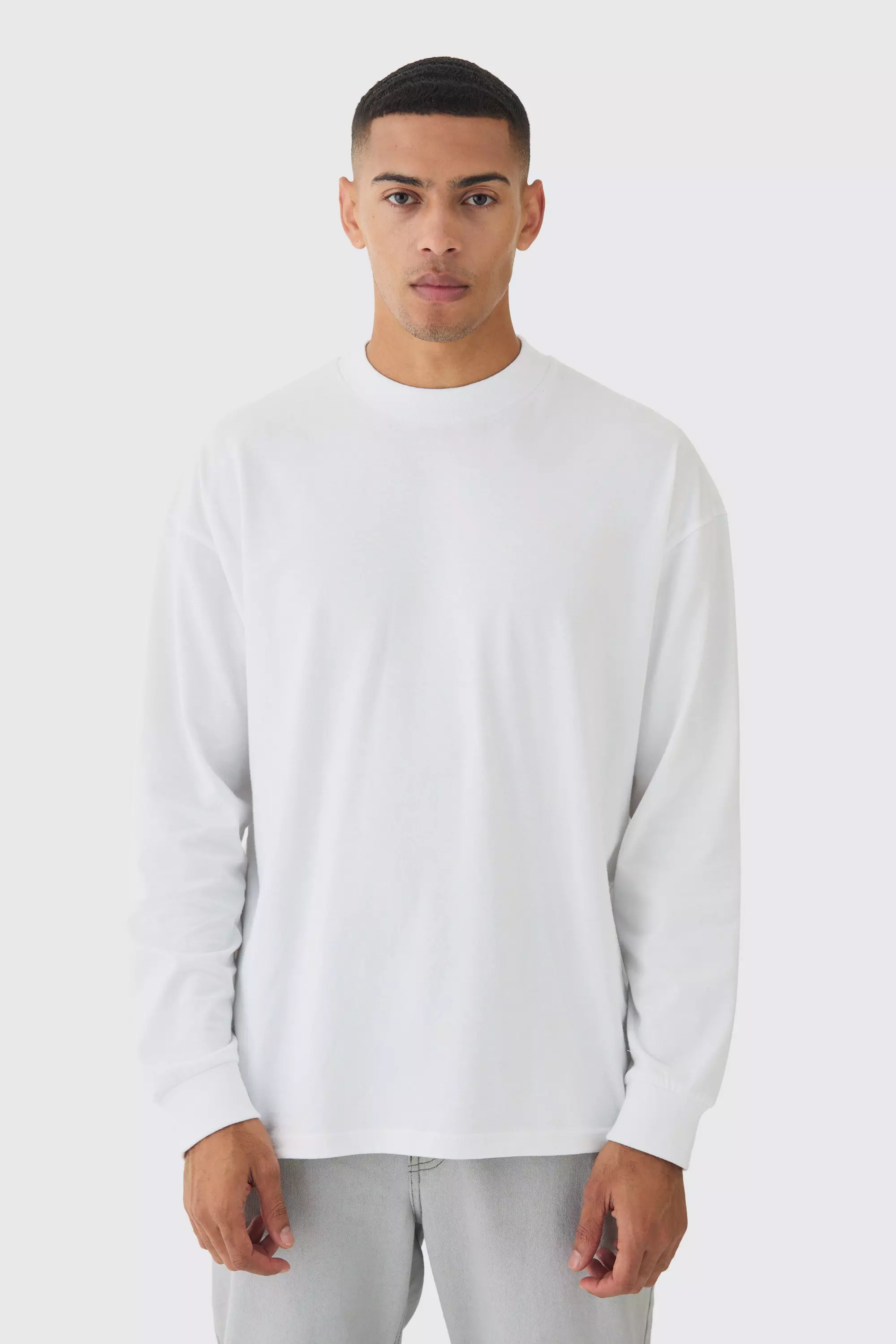 Oversized Extended Neck Heavyweight Long Sleeve T-shirt White