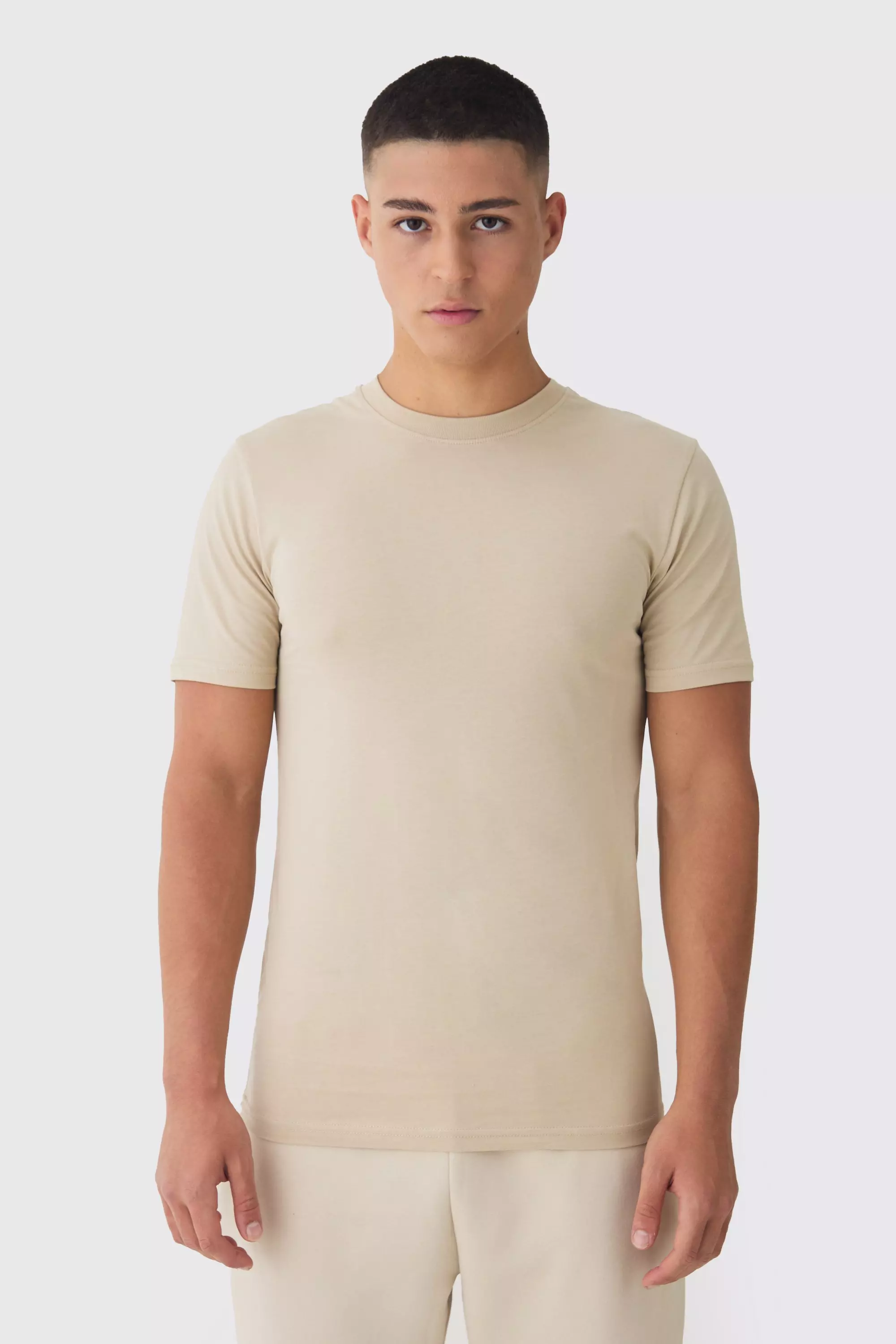 Stone Beige Muscle Fit T-shirt