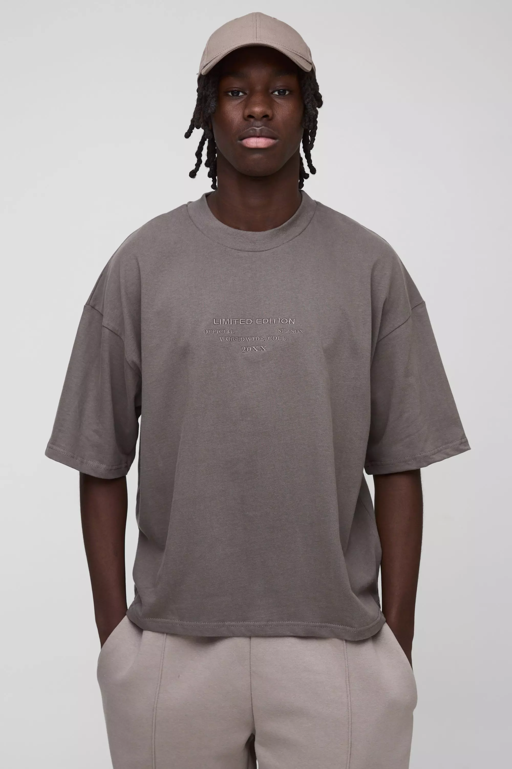 T-shirt épais oversize à col montant, Brown autre image