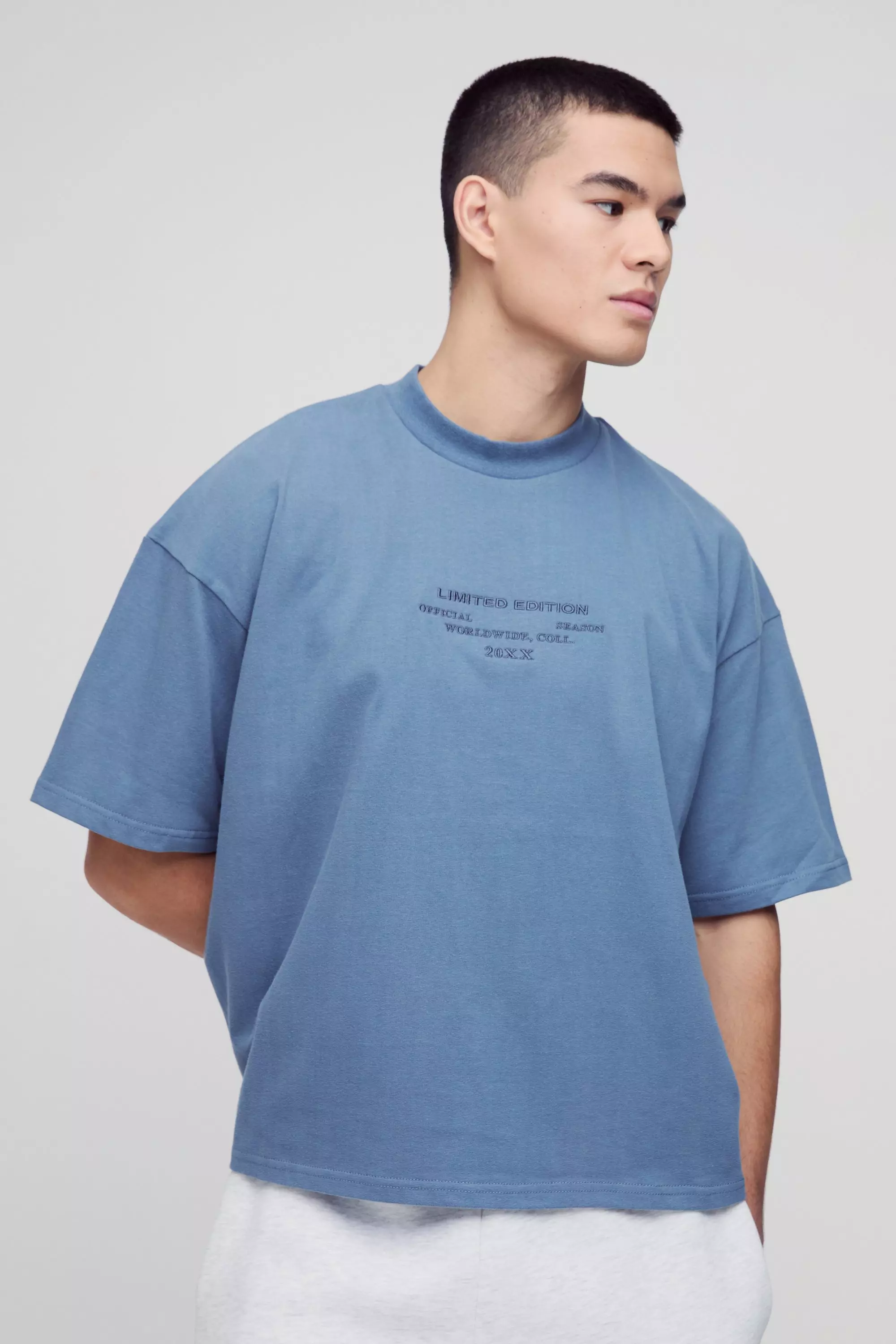 T-shirt épais oversize à col montant, Slate blue autre image