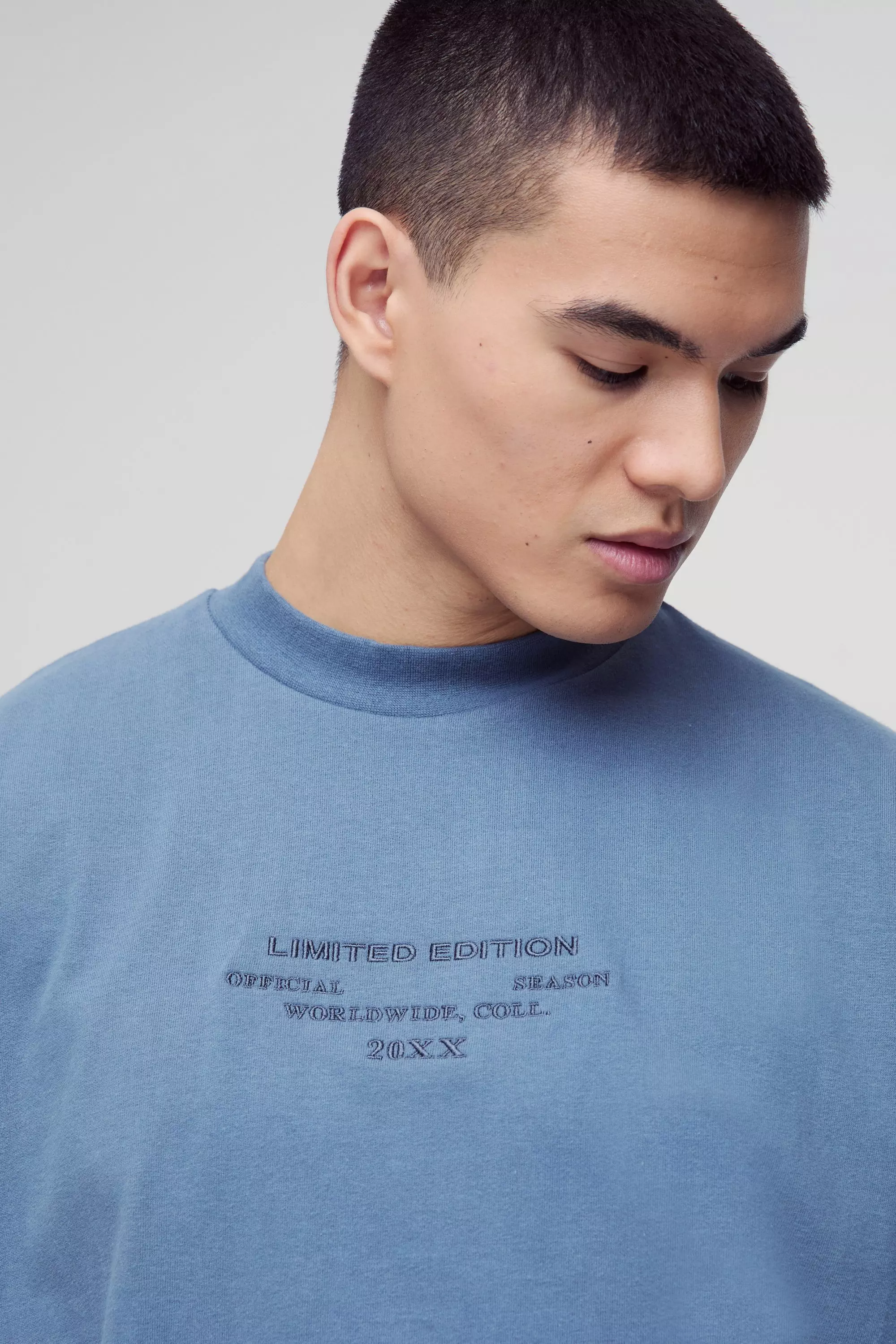 T-shirt épais oversize à col montant, Slate blue autre image