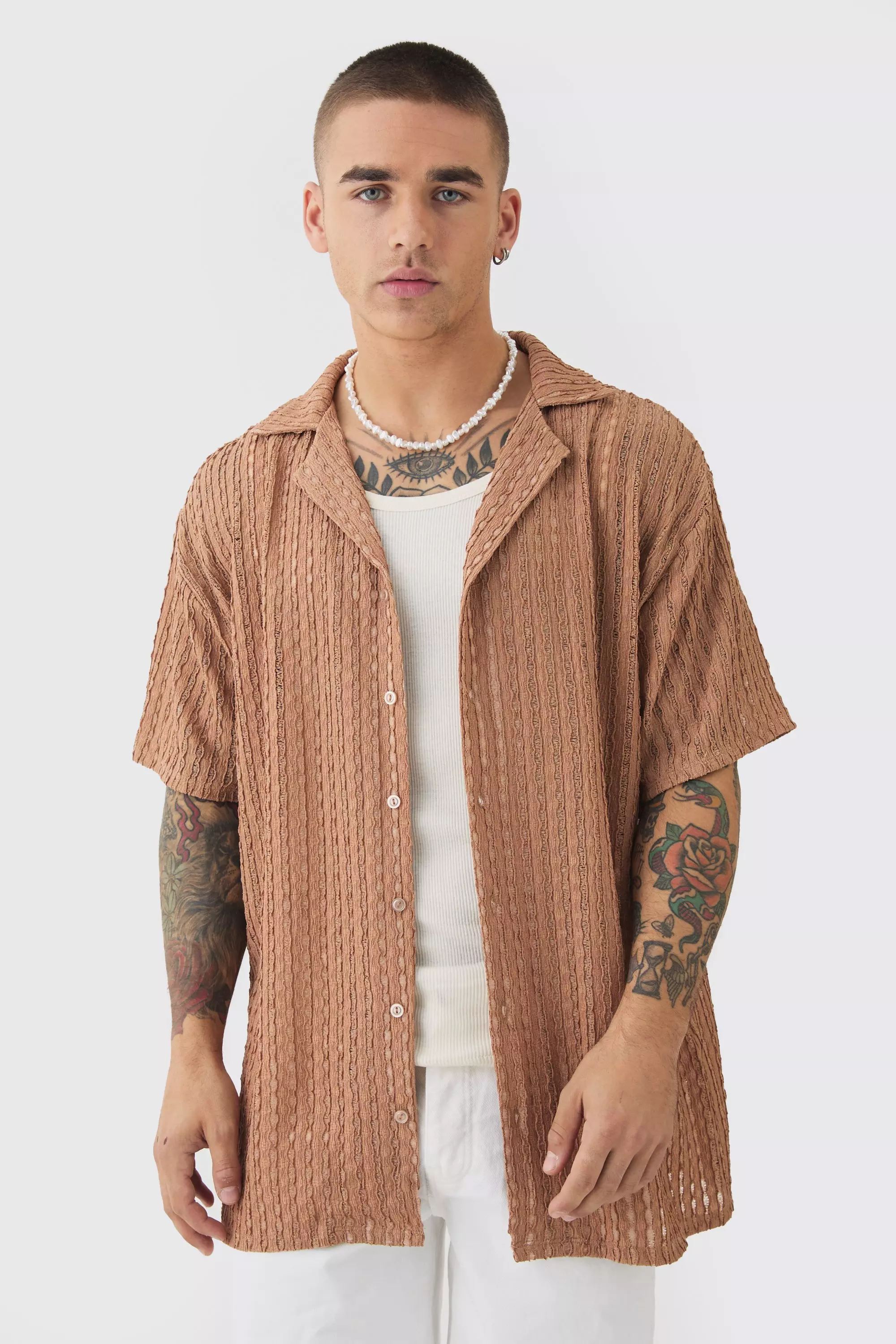 Lightweight Oversized Shirt Brown