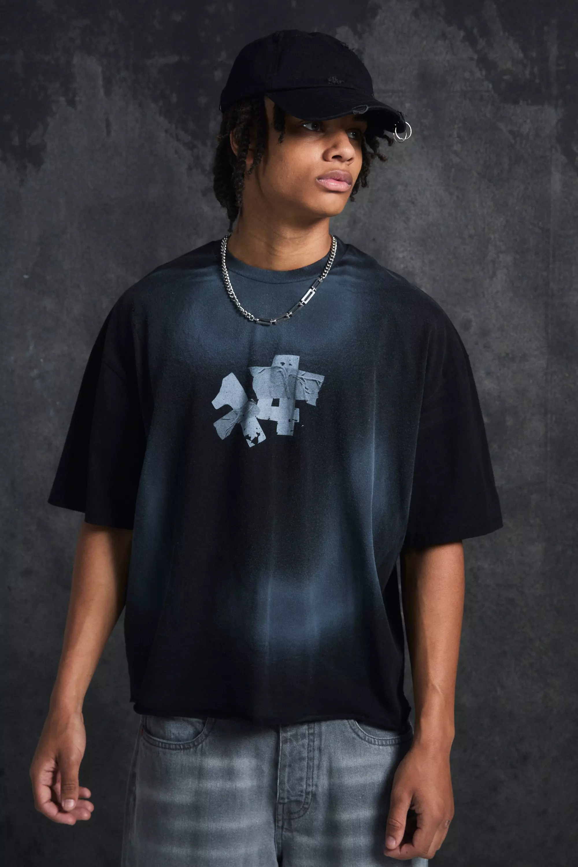 Trippie Redd Oversized Boxy Heavy Washed 14 T-shirt Black