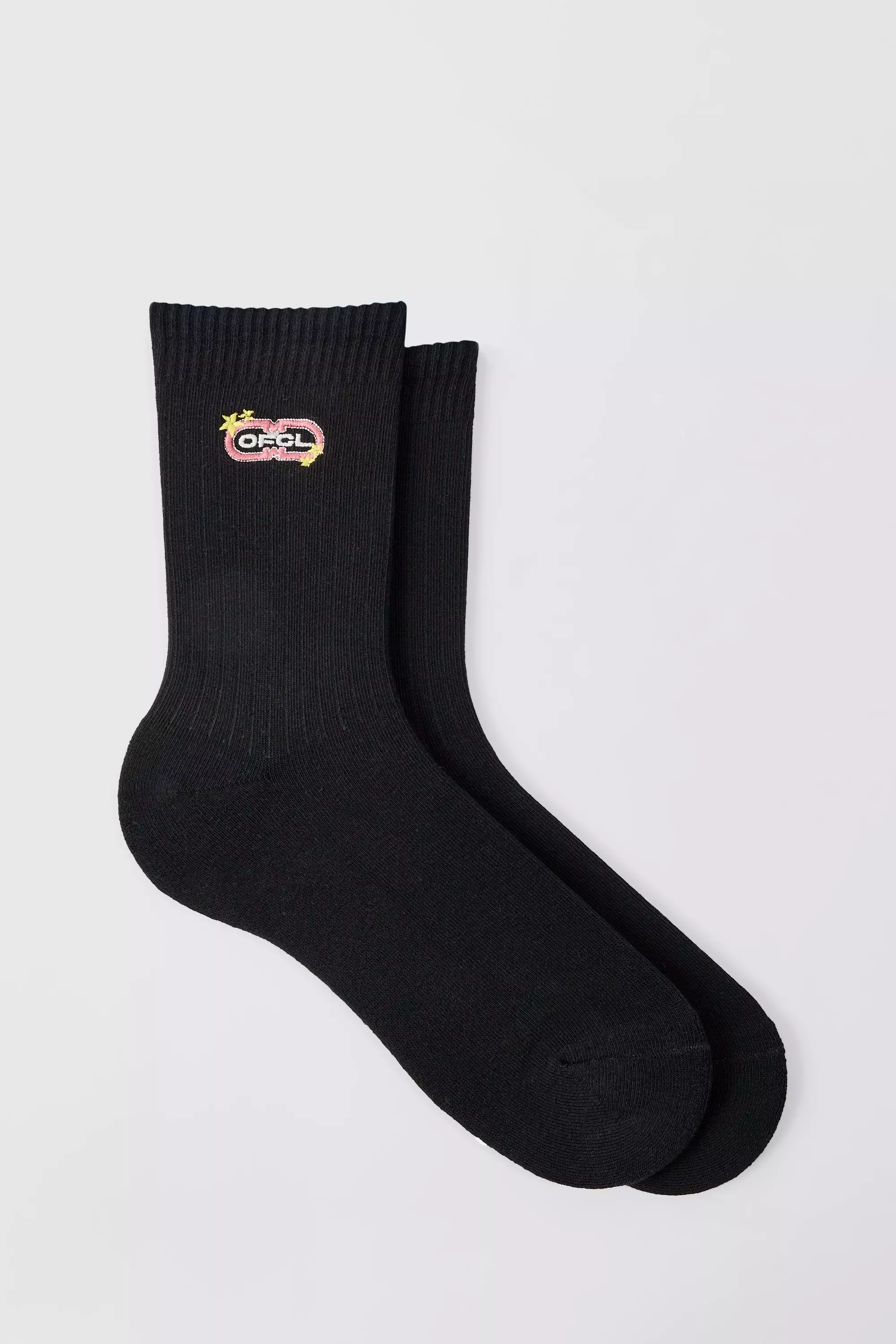 Black OFCL Embroidered Sports Socks