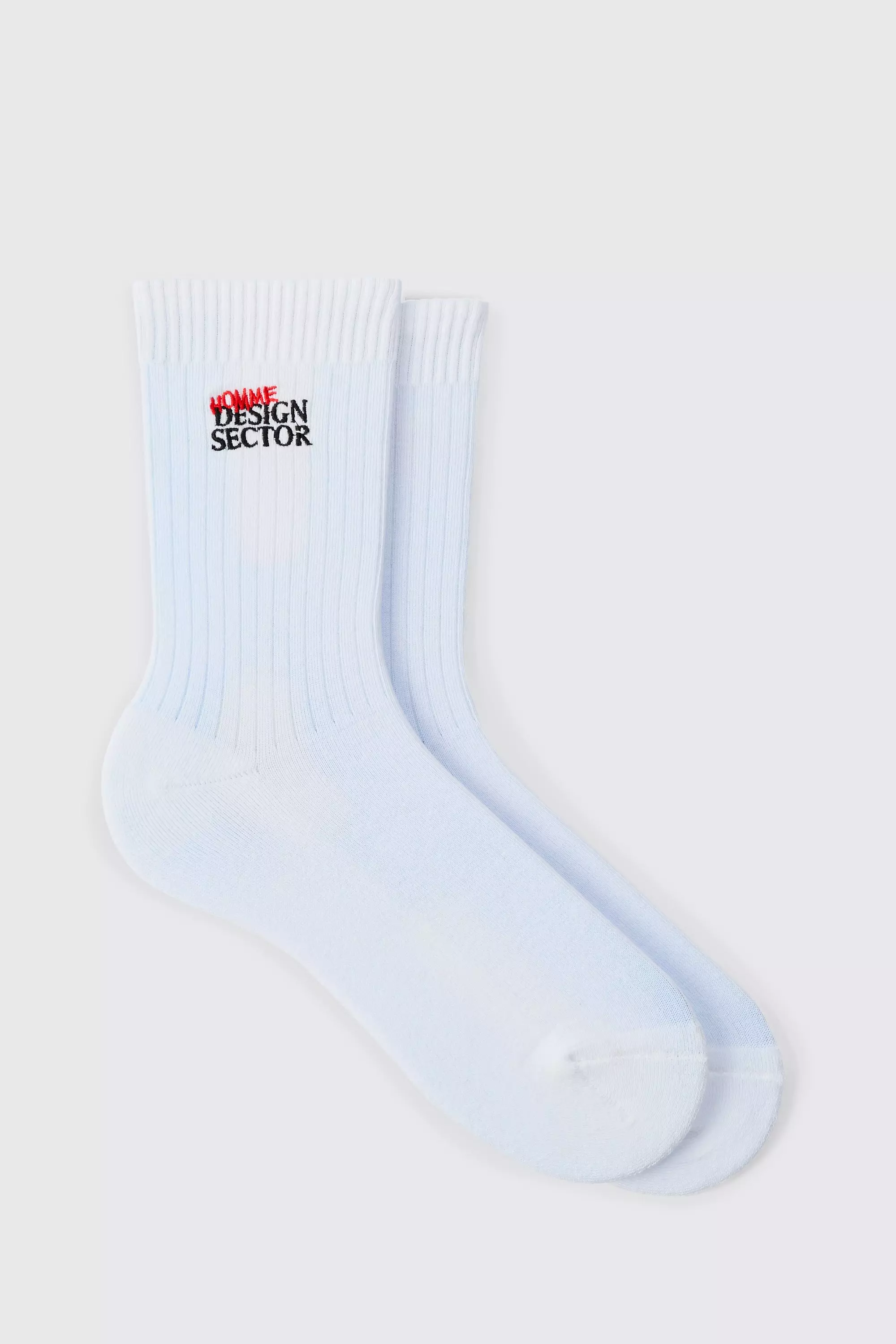 OFCL Man Embroidered Sports Socks White