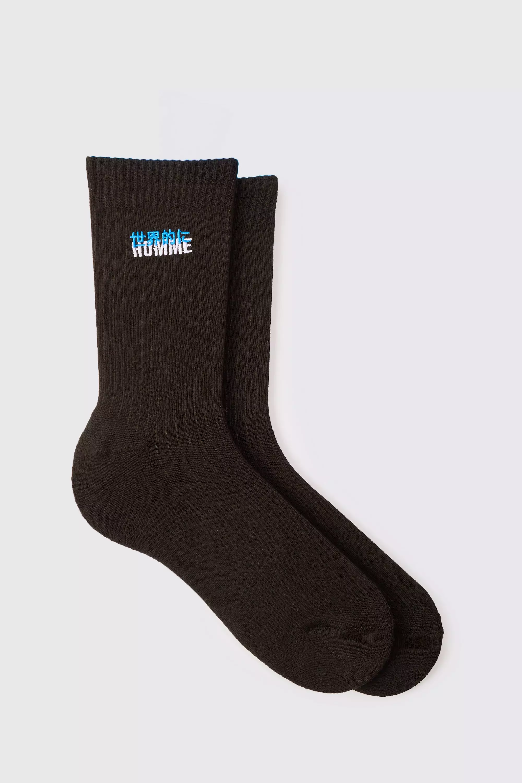 Black Homme Embroidered Sports Socks