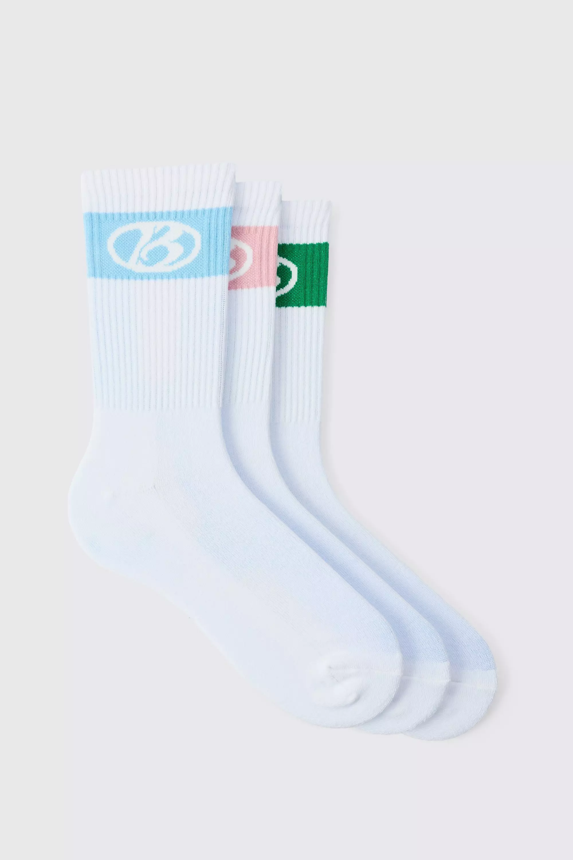 3 Pack Stripe Sports Socks White