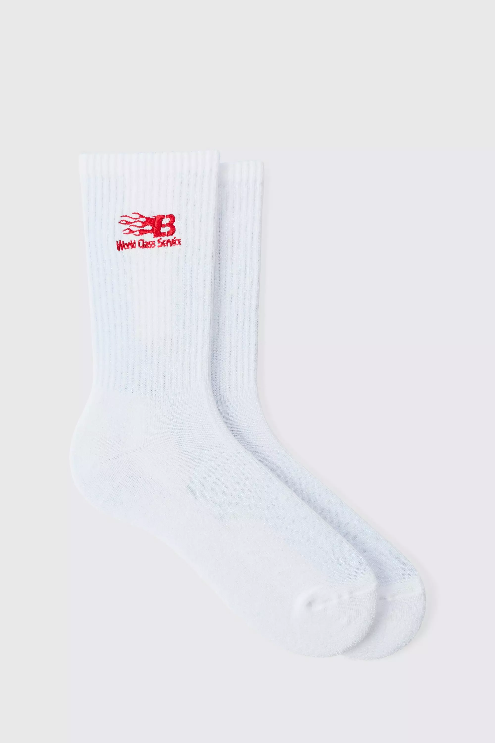 Moto World Class Service Embroidered Socks White