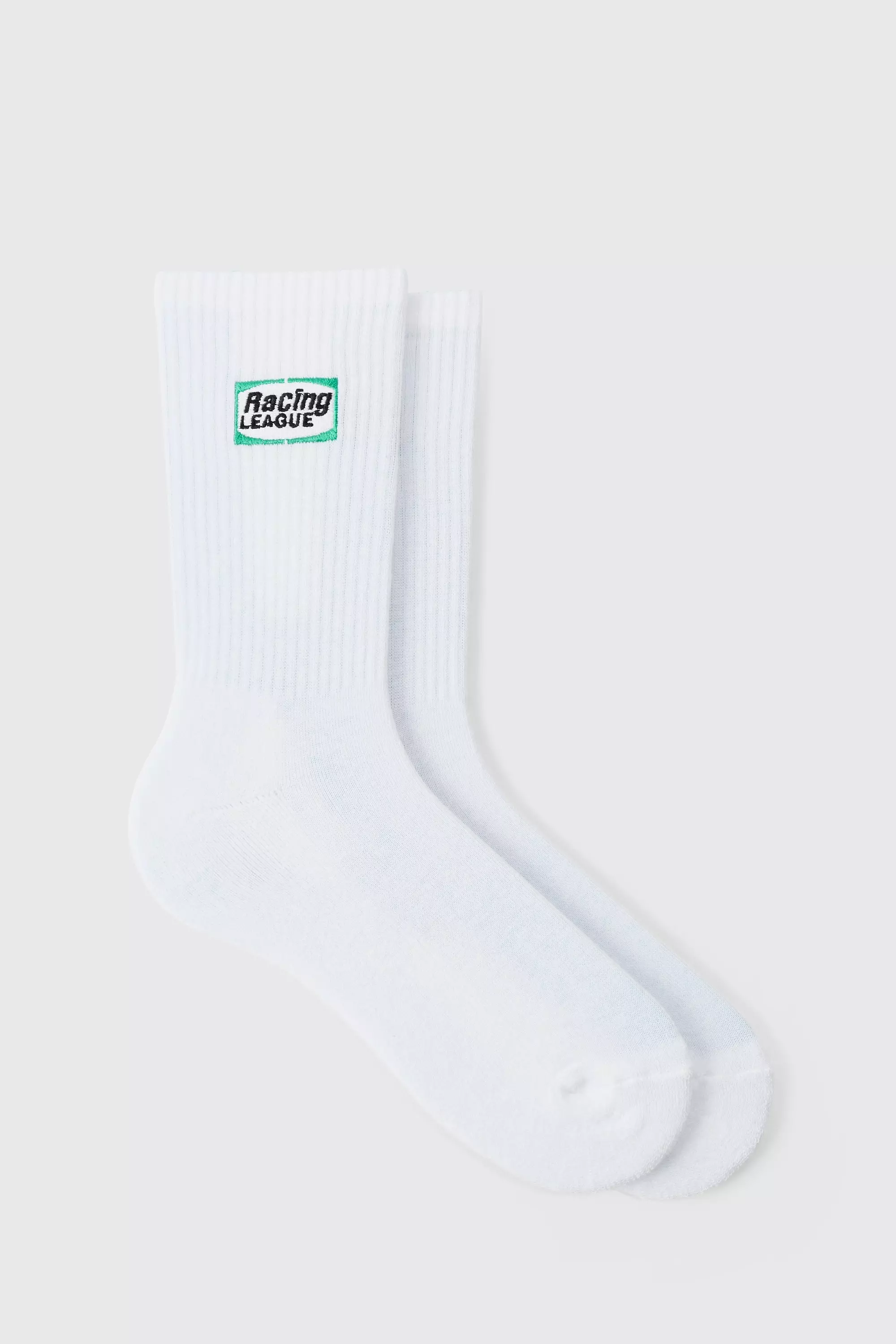 Moto Racing League Embroidered Socks White