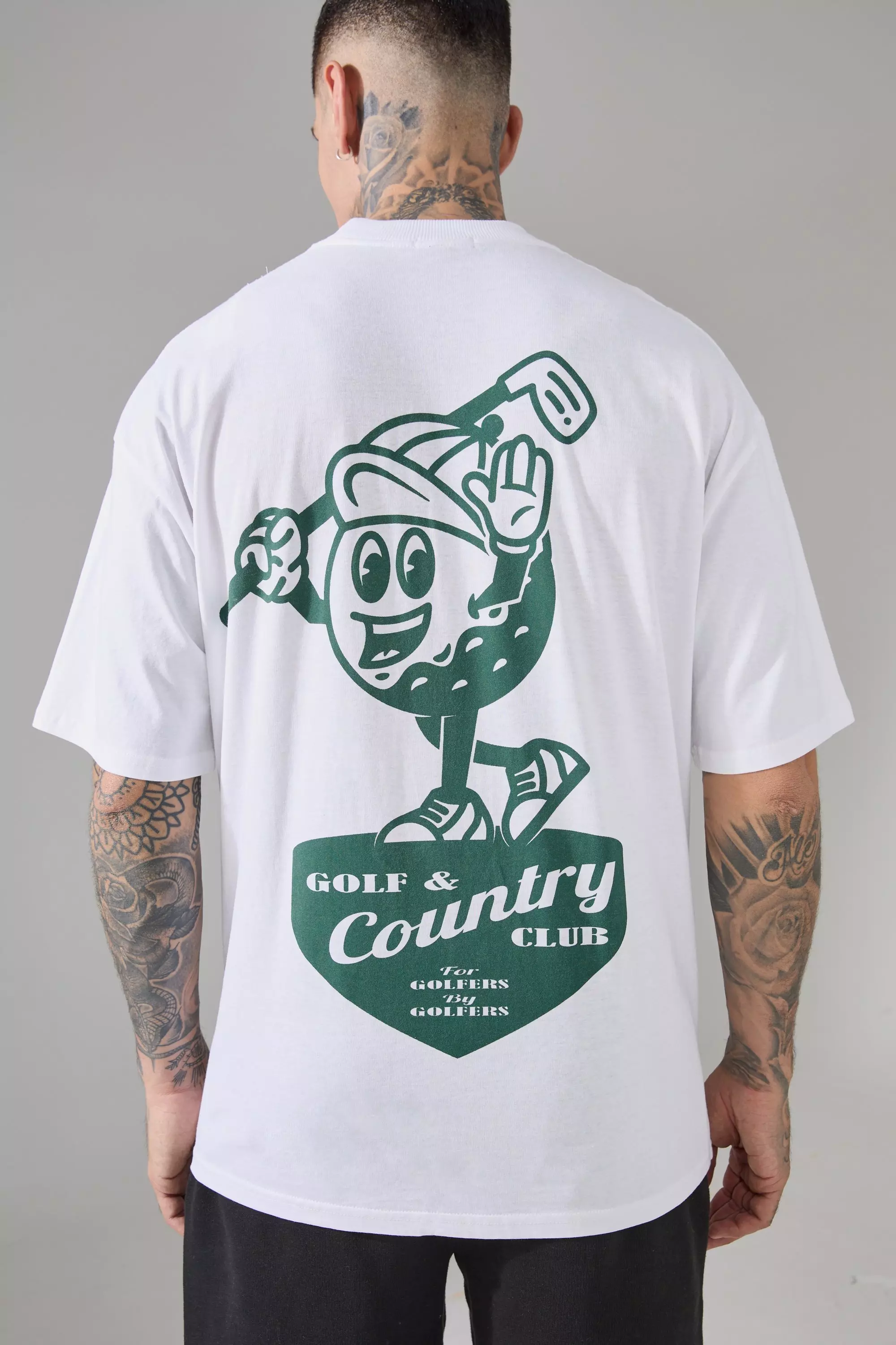 Tall Oversize T Shirt mit Active Golf Country Club Print boohooMAN DE