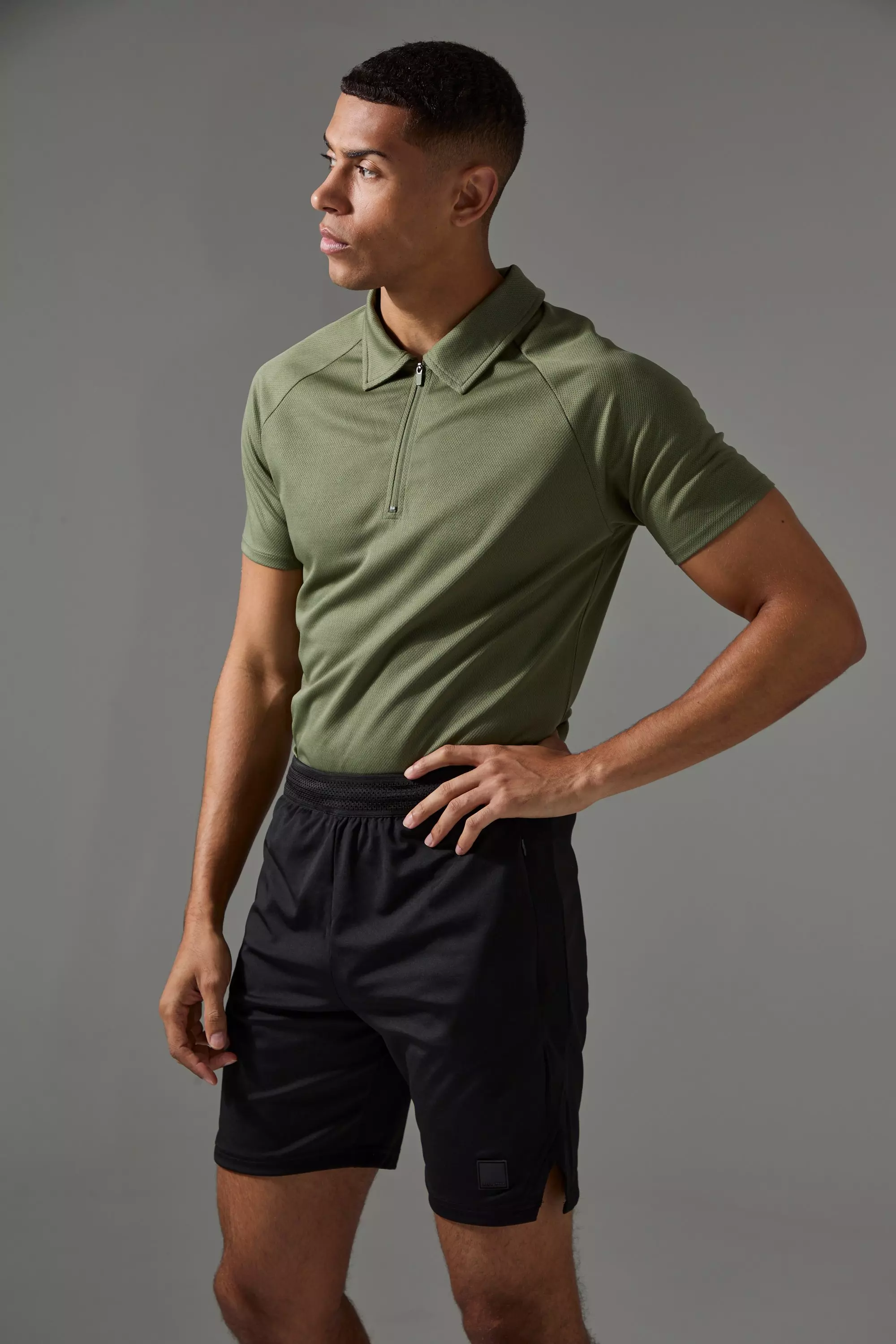 Man Active Golf Polo Khaki