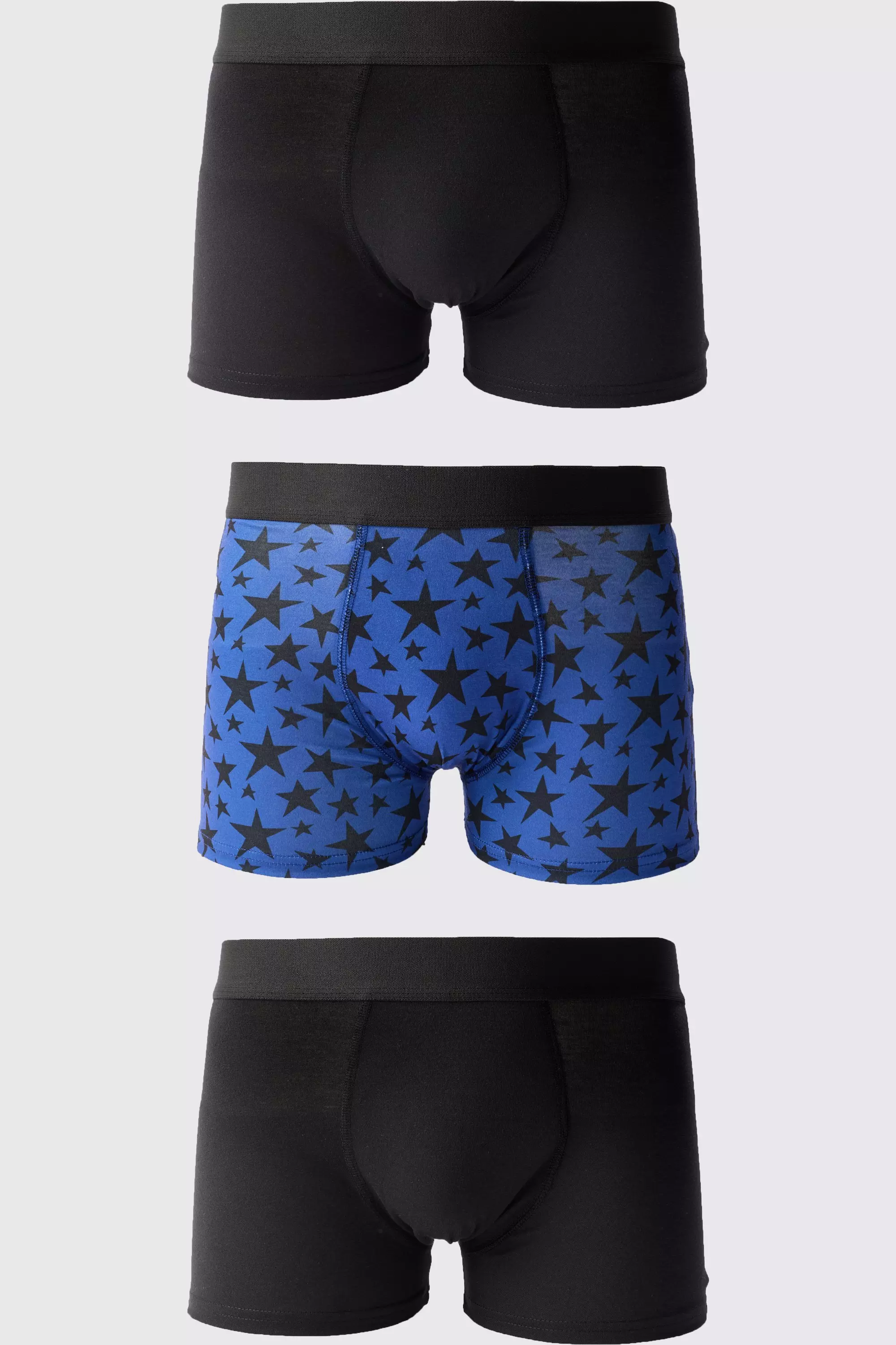 3 Pack Star Printed Boxers Navy